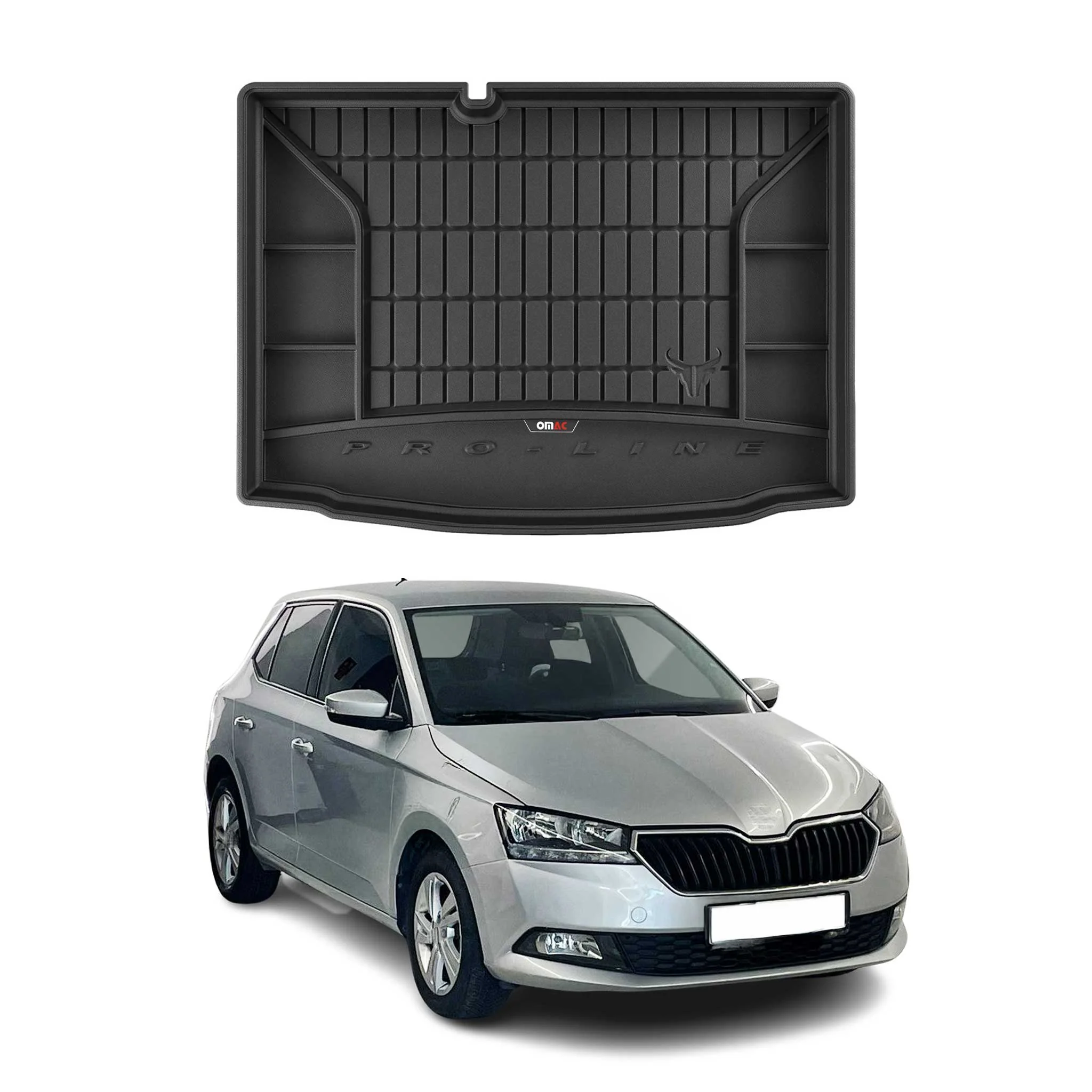 OMAC Gummi Kofferraumwanne für Skoda Fabia 2014-2021 TPE Laderaumwanne Schwarz