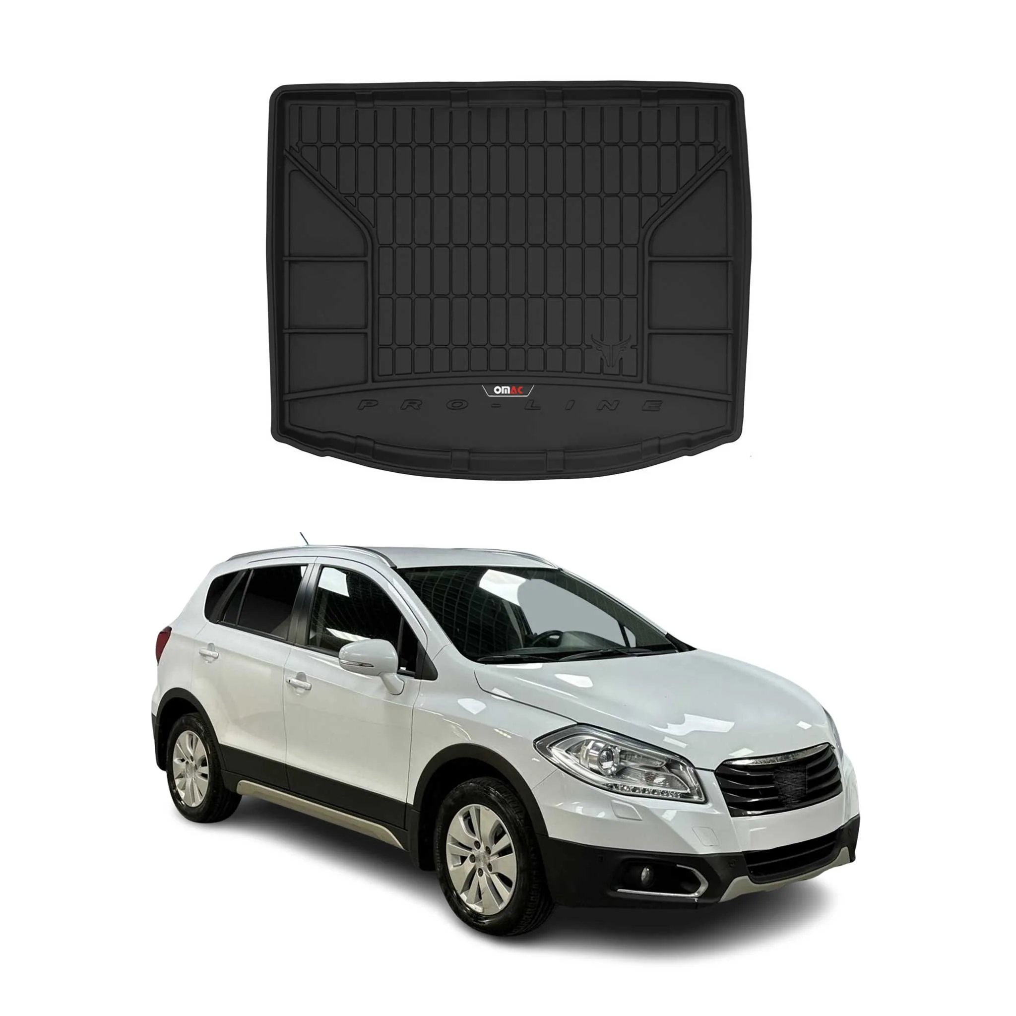 OMAC Gummi Kofferraumwanne für Suzuki SX4 S-Cross 2013-2018 TPE Schwarz untere