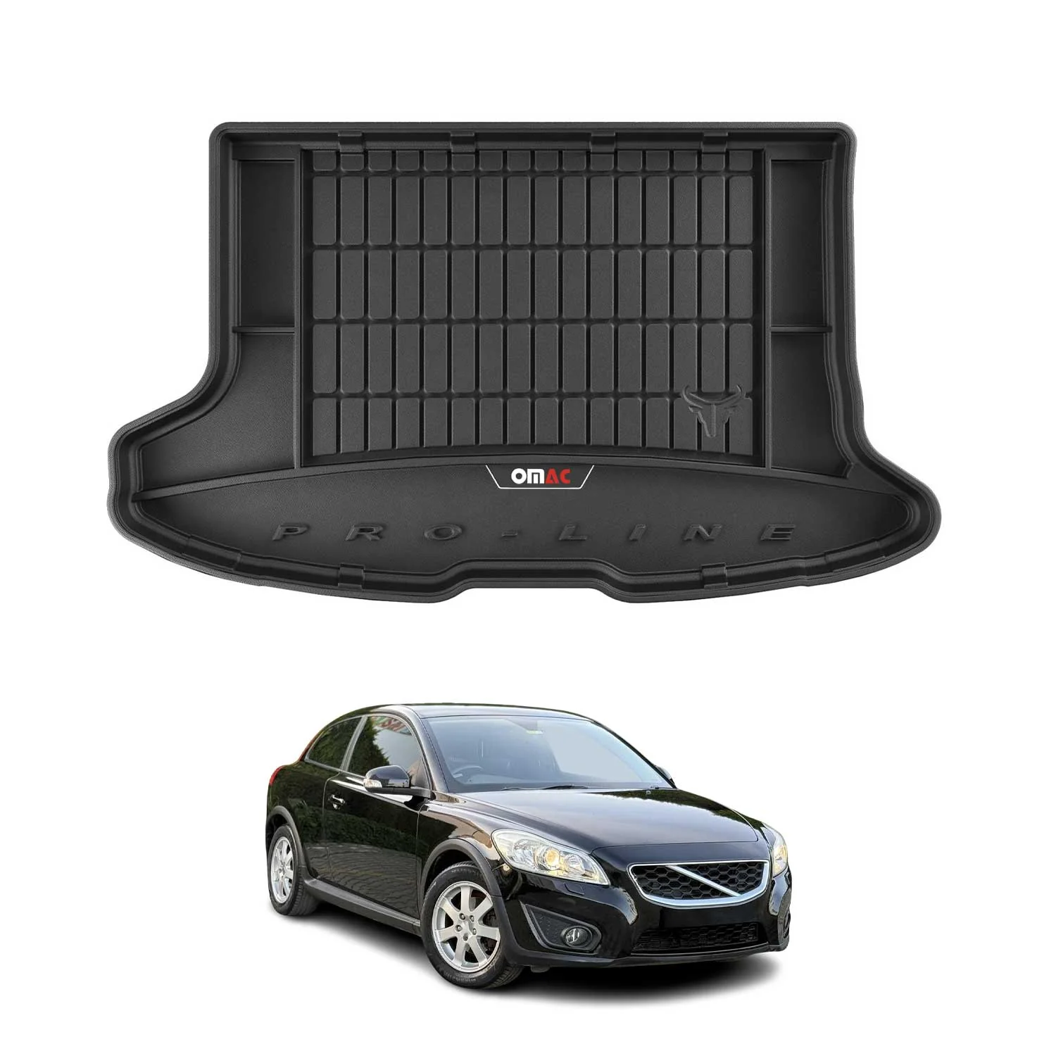 OMAC Gummi Kofferraumwanne für Volvo C30 2006-2012 TPE Laderaumwanne Schwarz