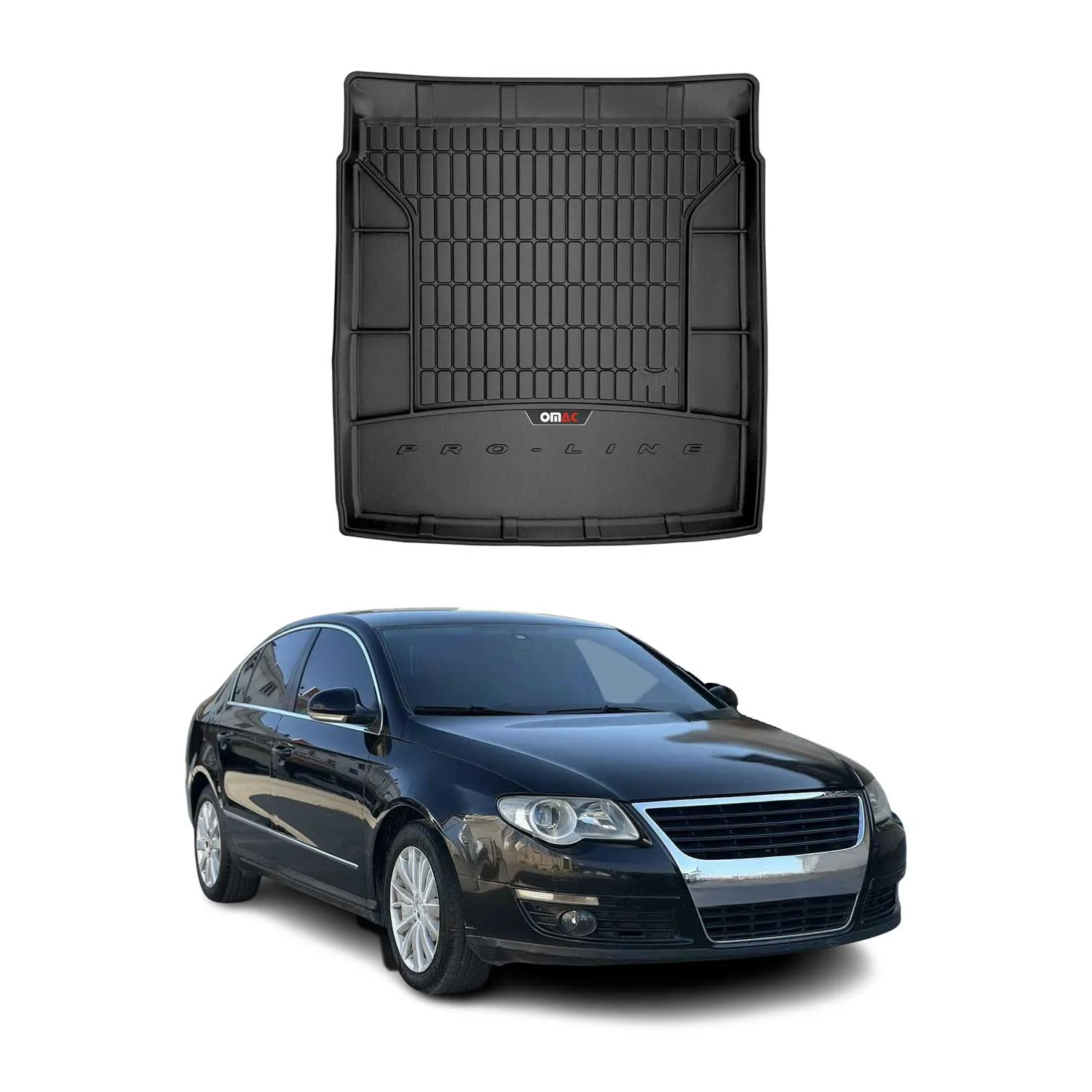 OMAC Gummi Kofferraumwanne für VW Passat B6 2005-2010 Stufenheck TPE Schwarz