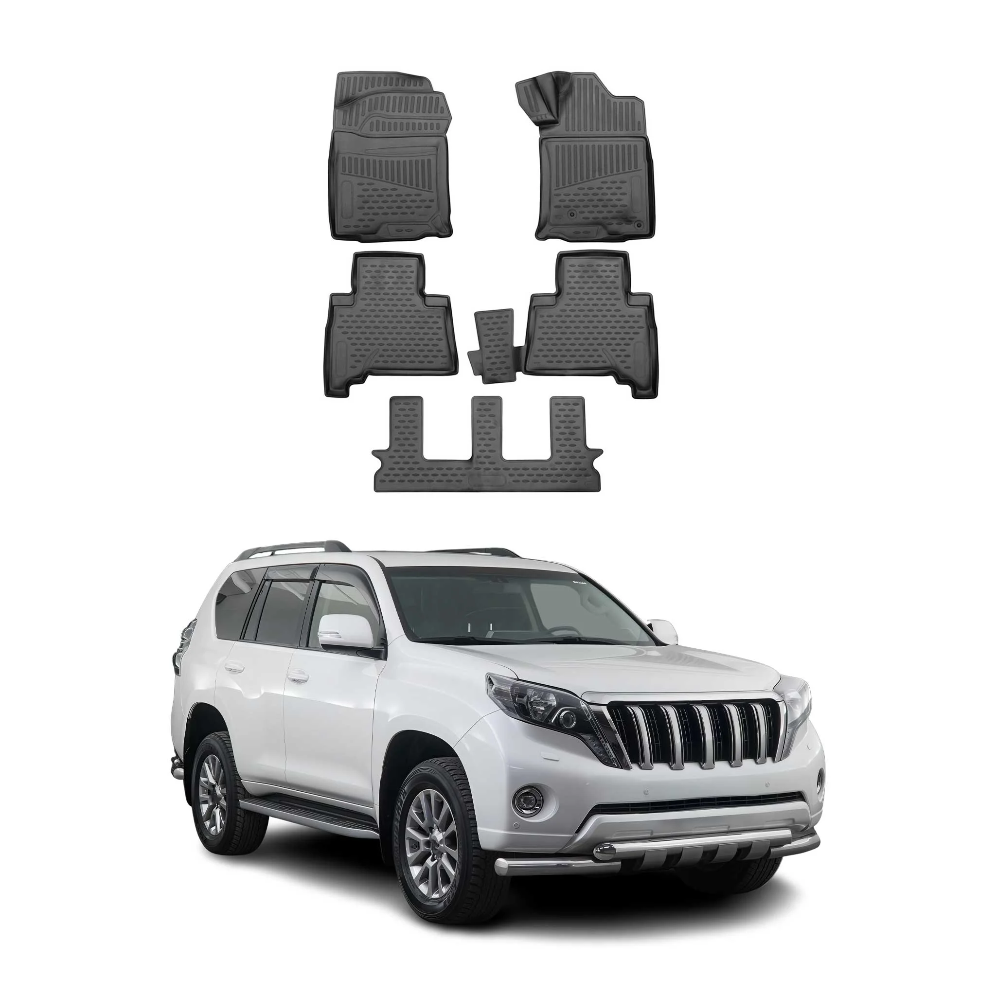 OMAC Gummimatten Fußmatte für Toyota Land Cruiser Prado 2009-2023 TPE Schwarz 5x