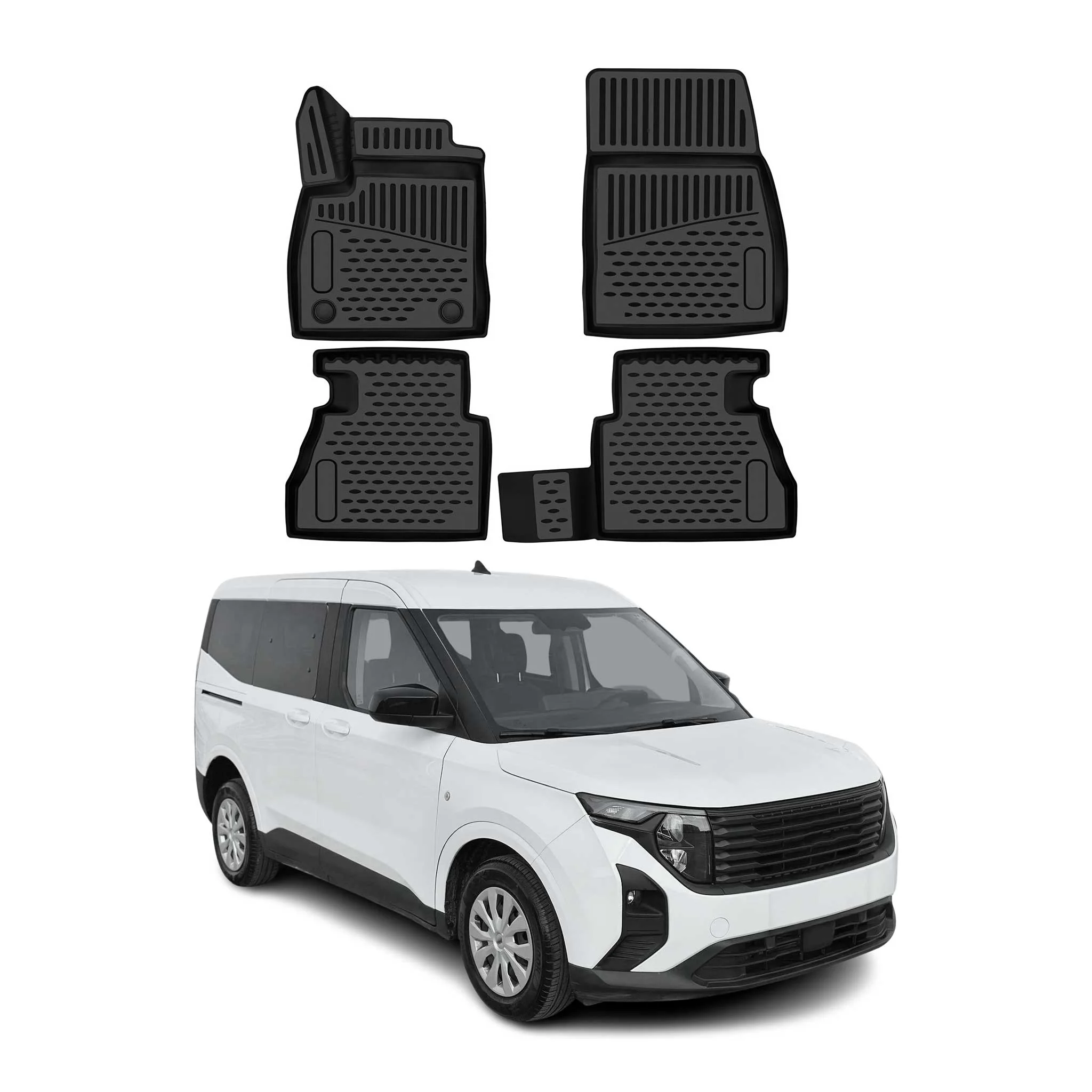 OMAC Gummimatten Fußmatten für Ford Tourneo Courier 2023-2026 TPE Schwarz 4tlg