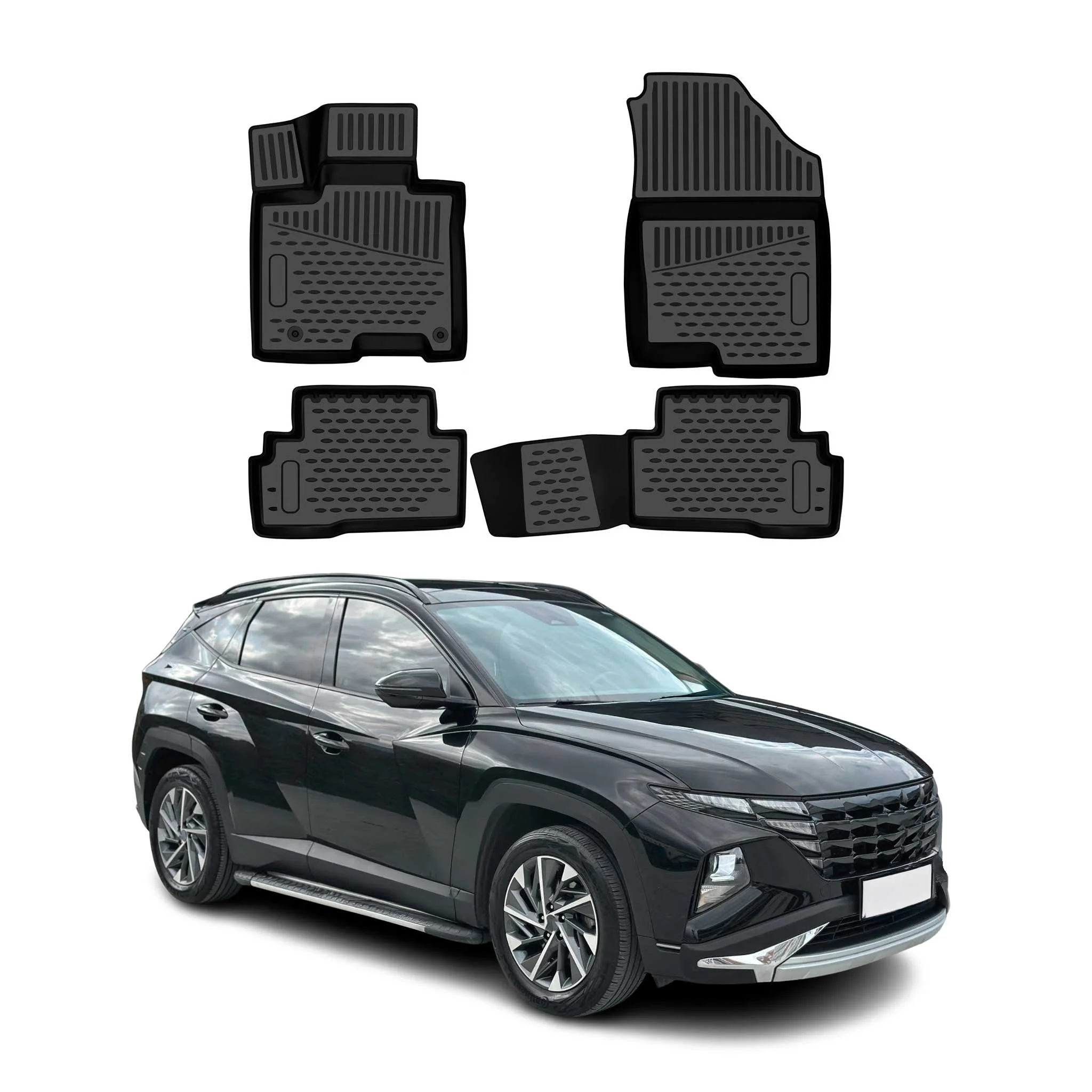OMAC Gummimatten Fußmatten für Hyundai Tucson mk4 2023-2026 Facelift TPE Schwarz