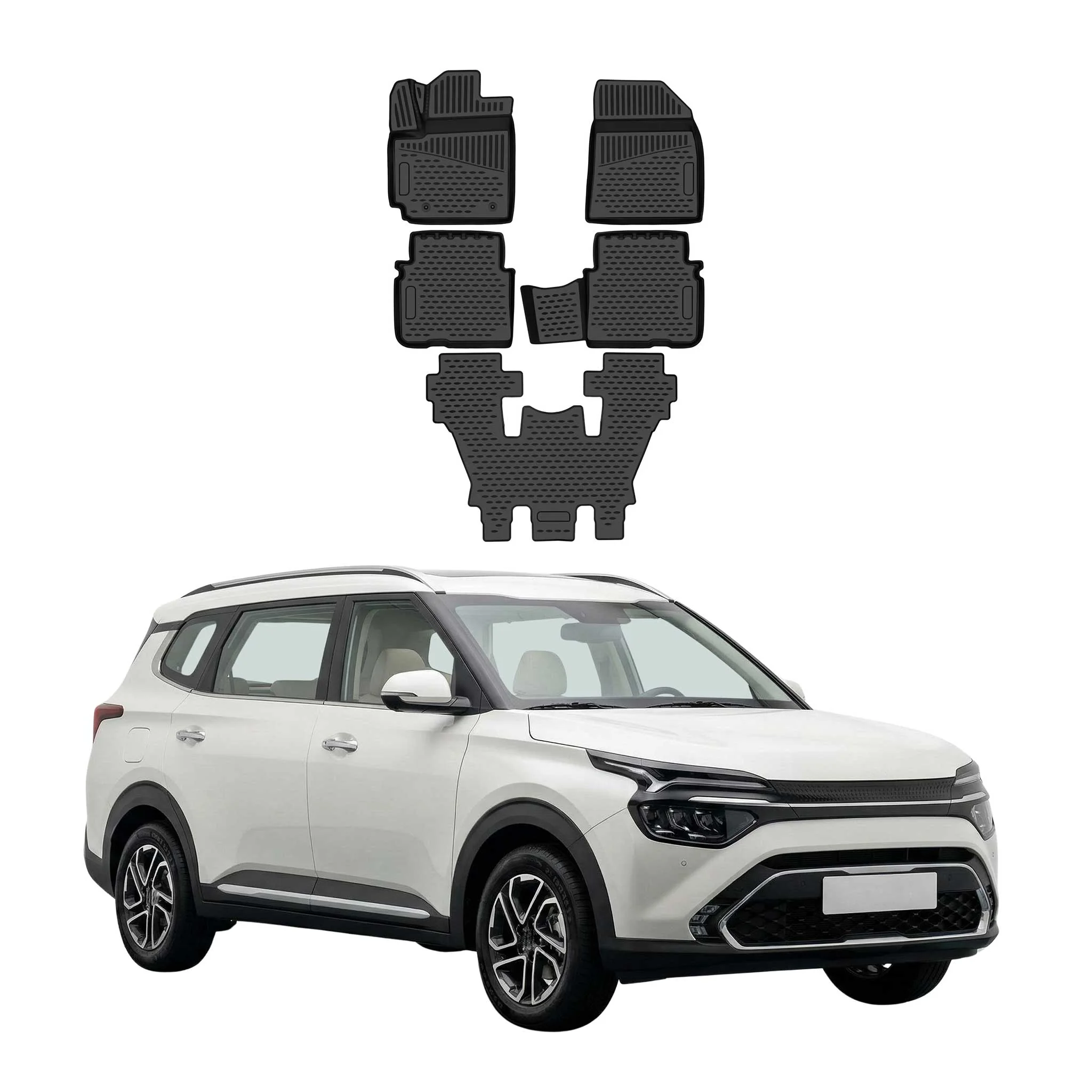 OMAC Gummimatten Fußmatten für Kia Carens IV 2022-2026 TPE Automatten Schwarz