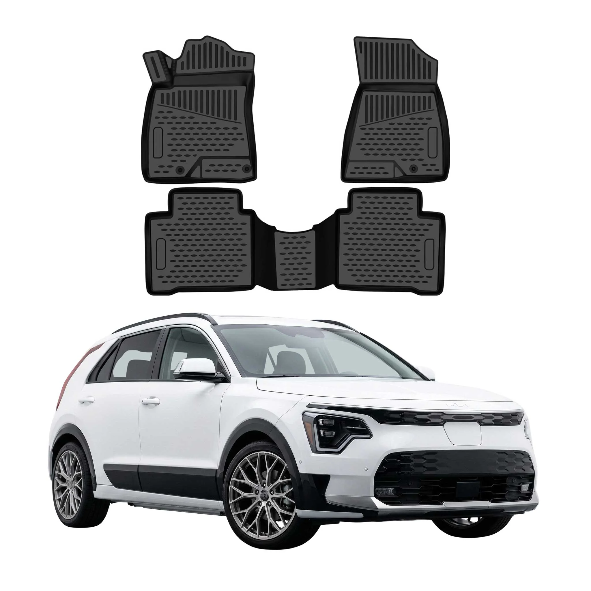 OMAC Gummimatten Fußmatten für Kia Niro II 2022-2026 TPE Automatten Schwarz 3tlg