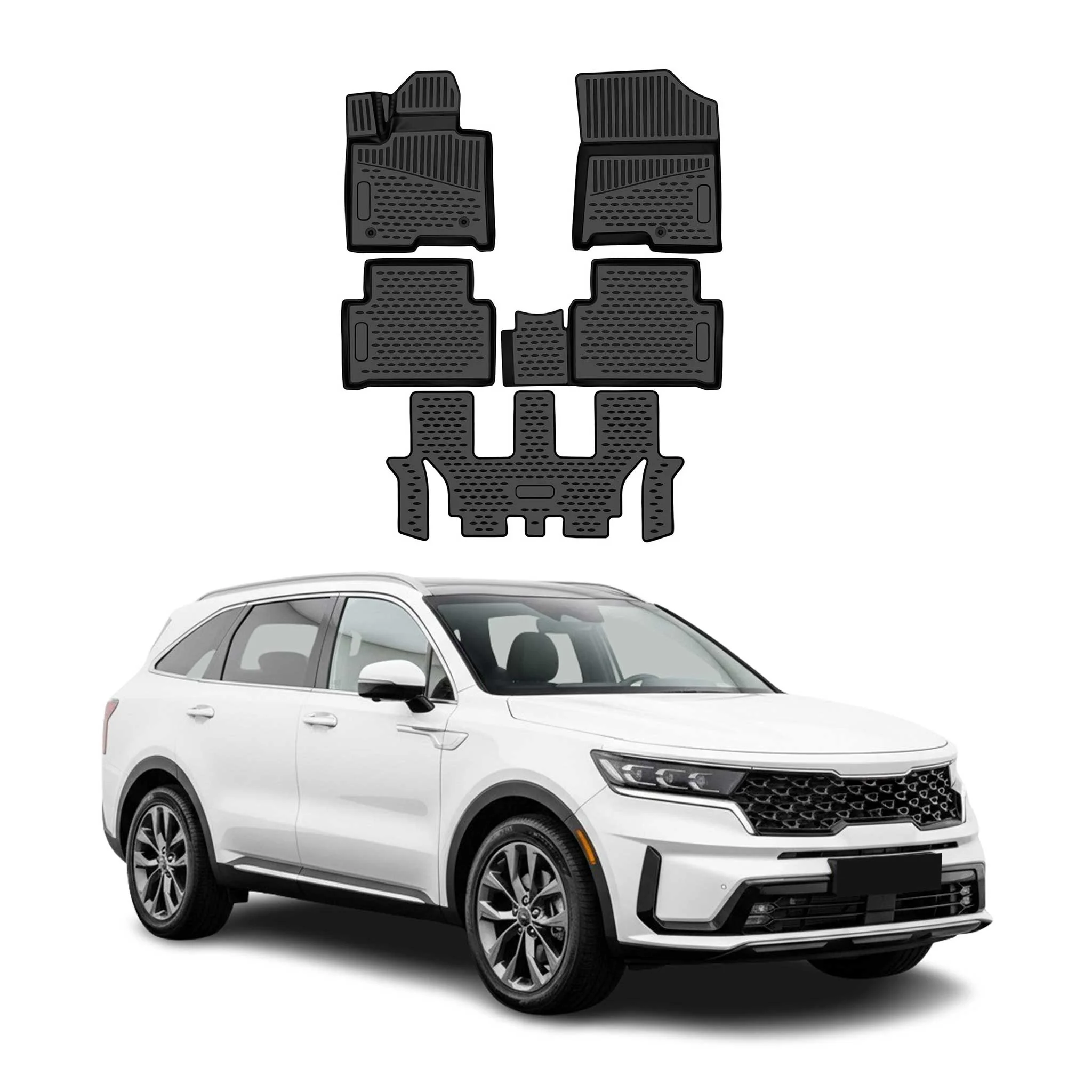 OMAC Gummimatten Fußmatten für Kia Sorento mk4 2023-2026 Facelift TPE Schwarz