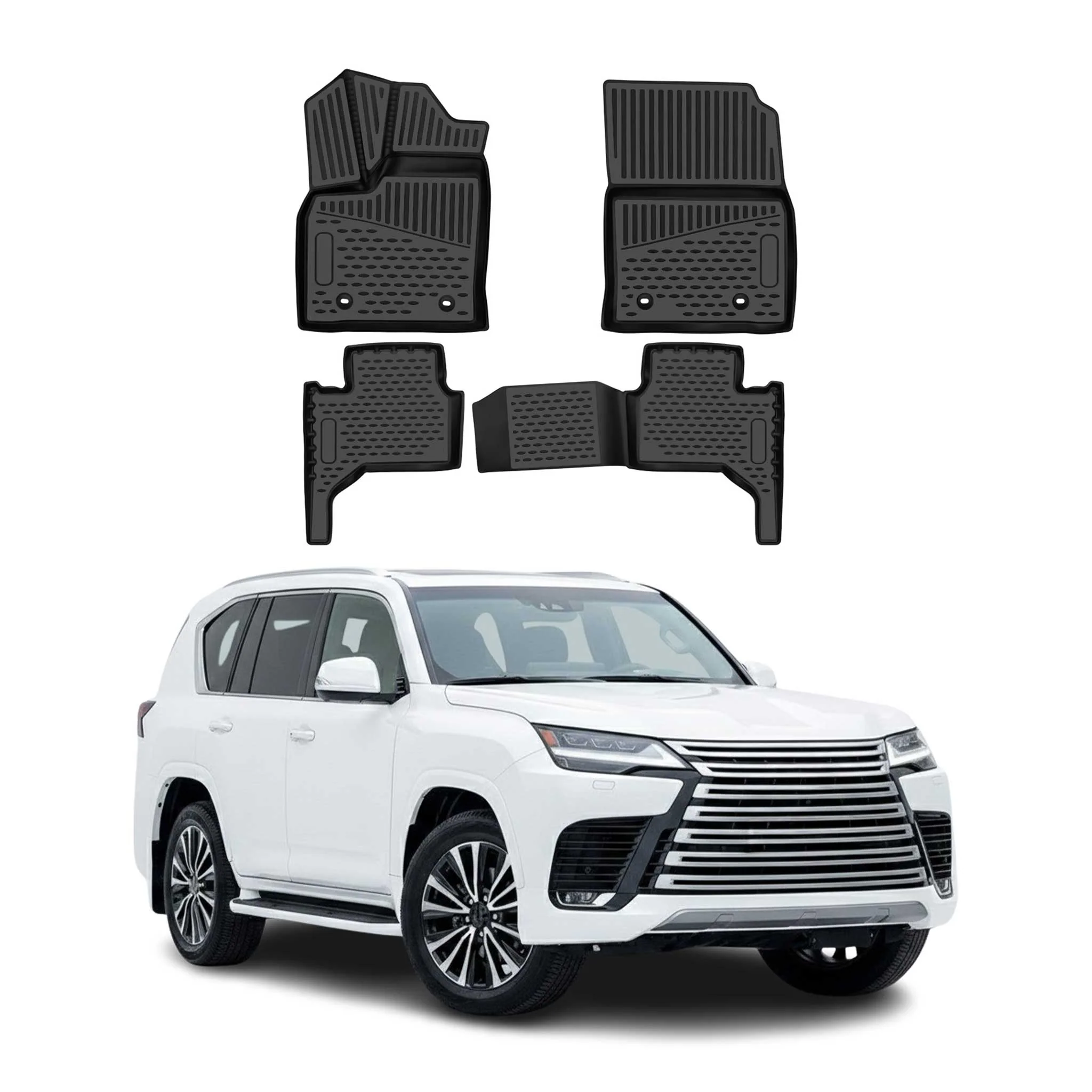 OMAC Gummimatten Fußmatten für Lexus LX600 IV 2022-26 5Sitze 2.Reihe TPE Schwarz