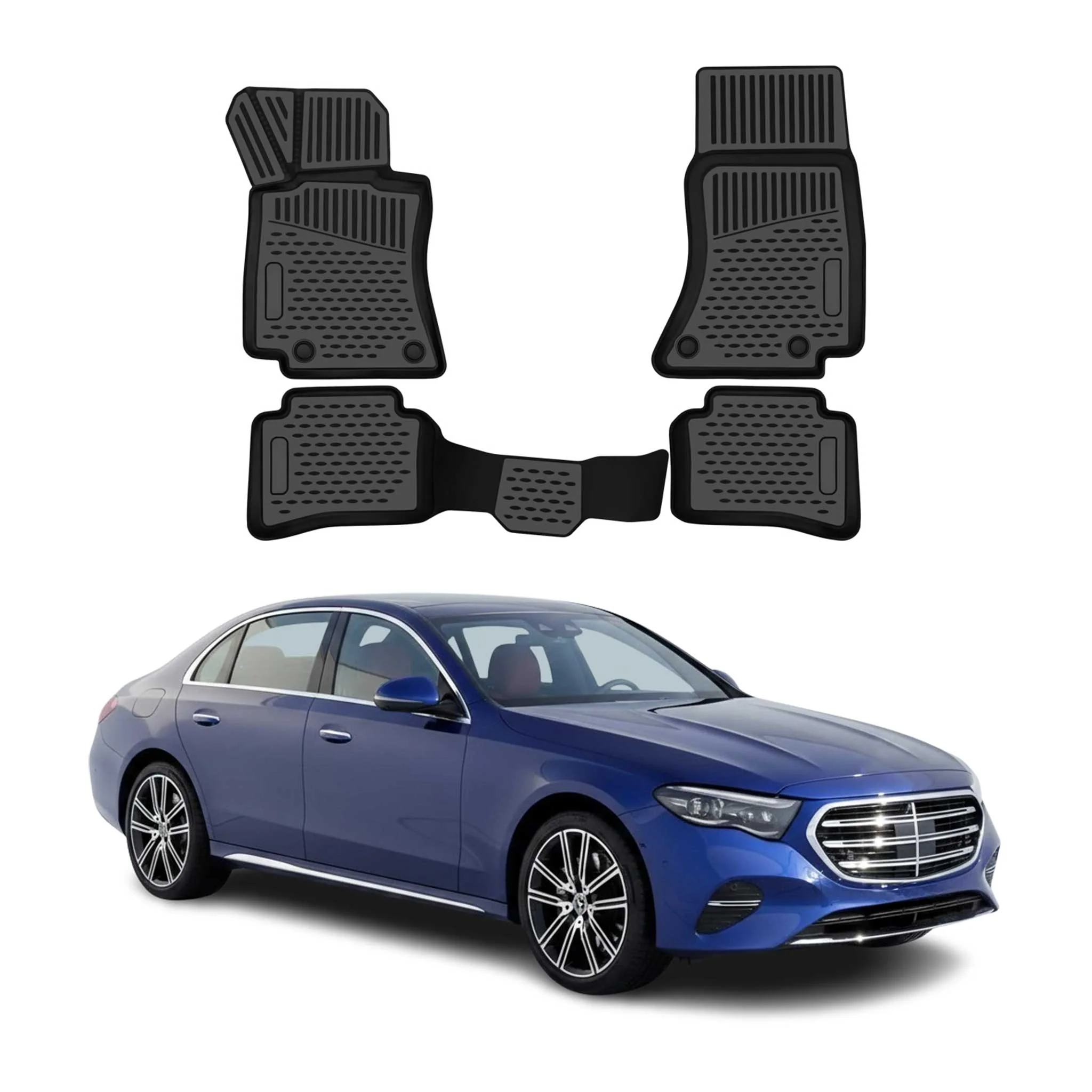 OMAC Gummimatten Fußmatten für Mercedes E Klasse W214 2024-2026 TPE Schwarz 4tlg