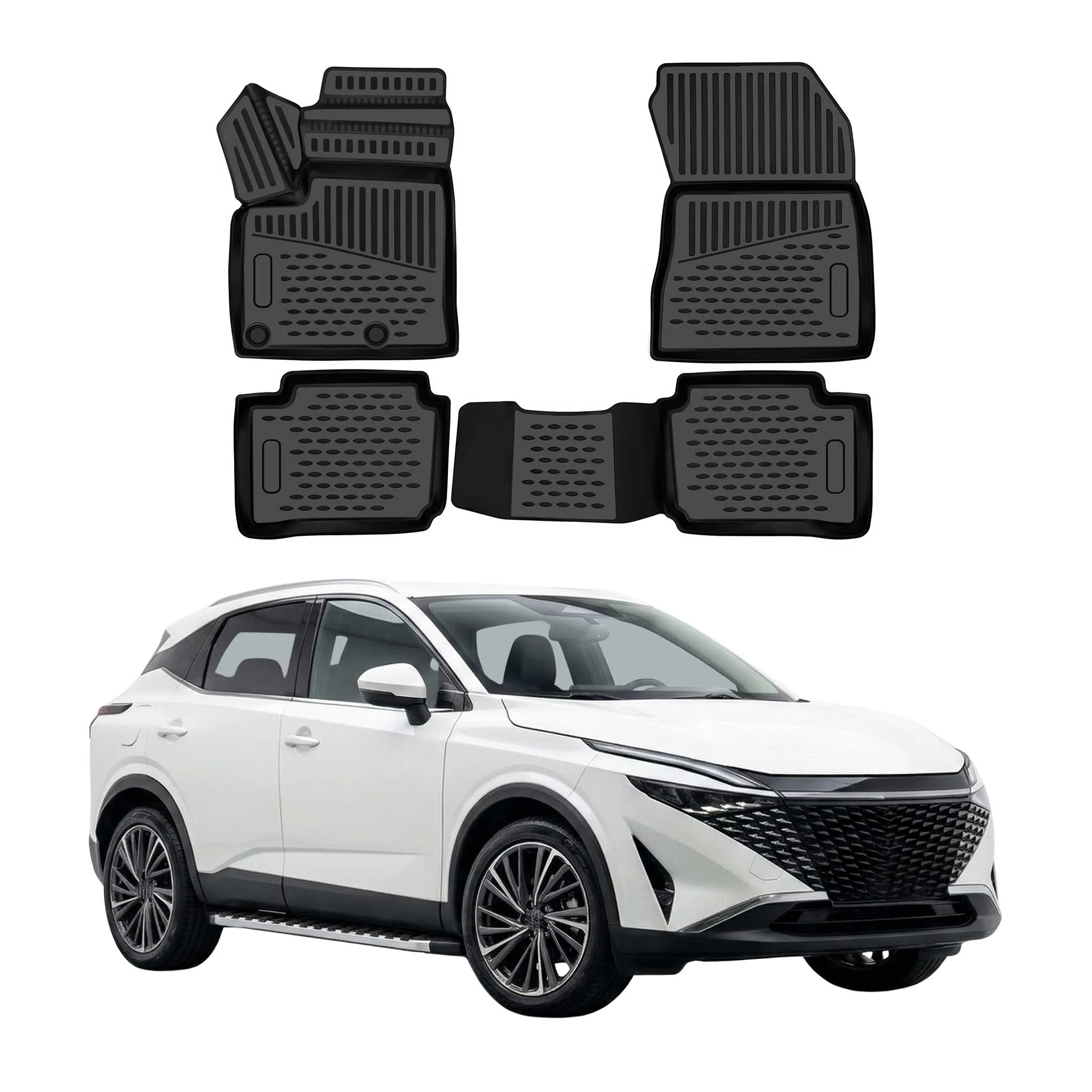 OMAC Gummimatten Fußmatten für Nissan Qashqai J12 Electric 2023-2026 TPE Schwarz