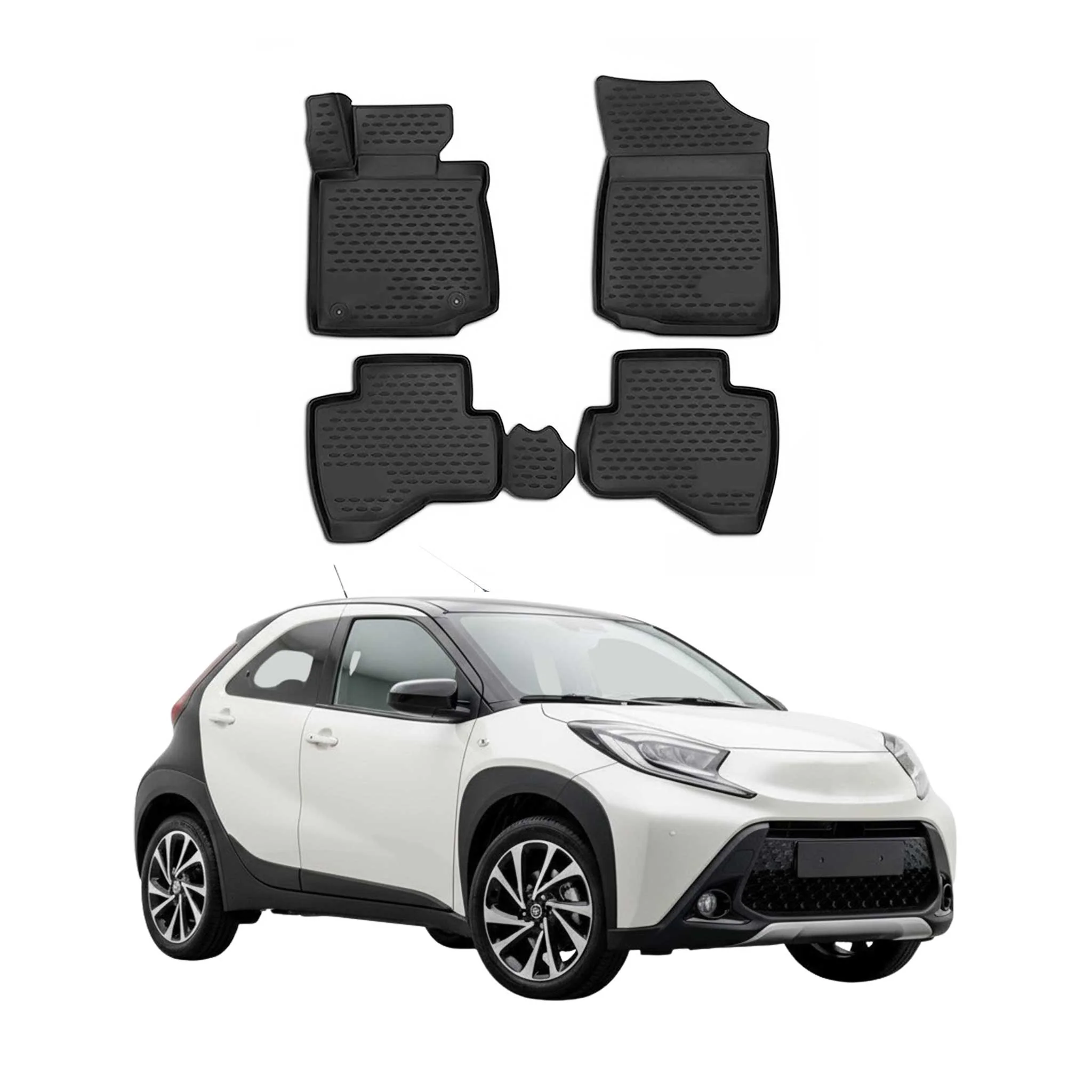 OMAC Gummimatten Fußmatten für Toyota Aygo X 2022-26 TPE Automatten Schwarz 4x