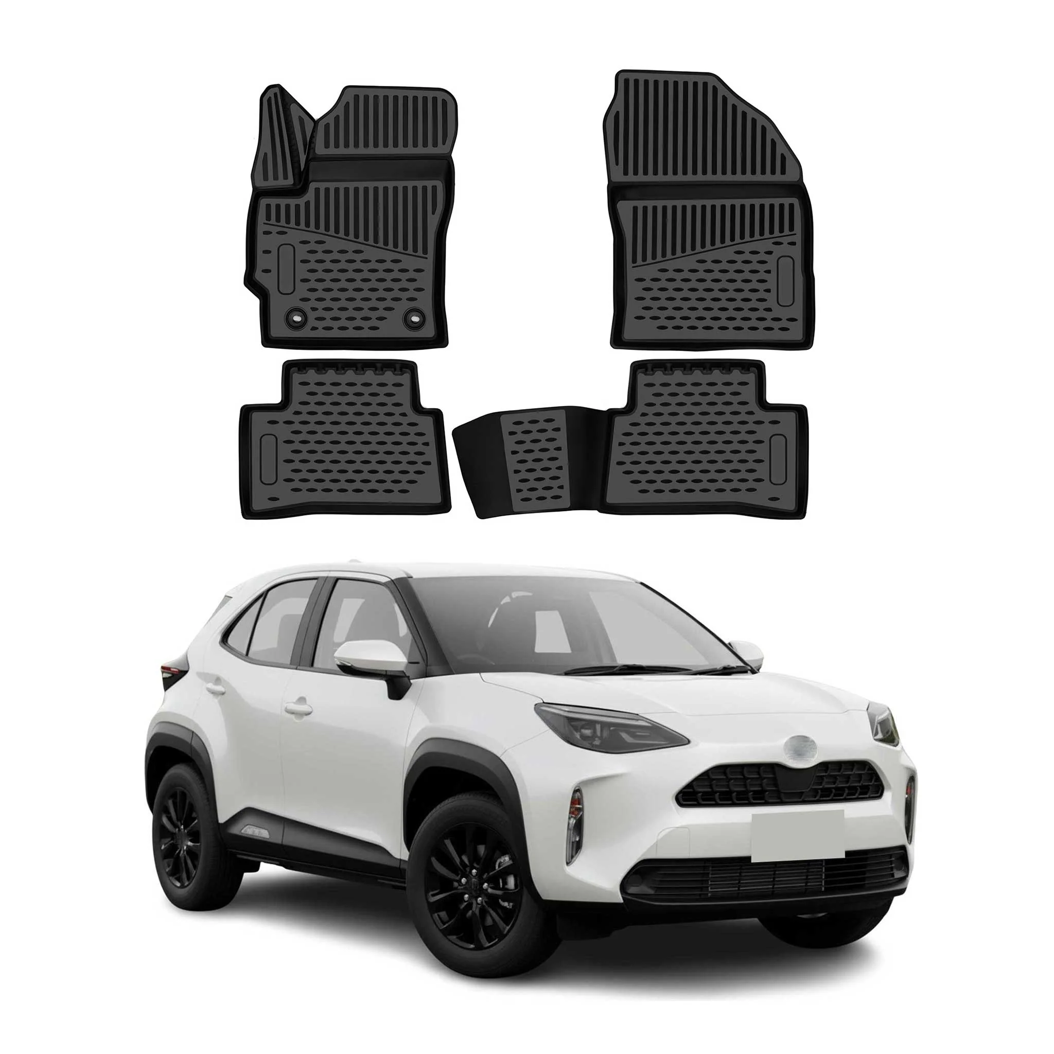 OMAC Gummimatten Fußmatten für Toyota Corolla Cross Hybrid 2022-2026 TPE Schwarz