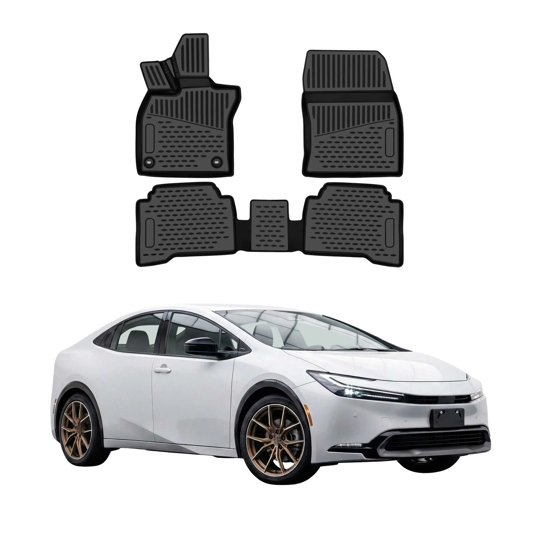 OMAC Gummimatten Fußmatten für Toyota Prius V XW60 2022-2026 TPE Schwarz 3tlg