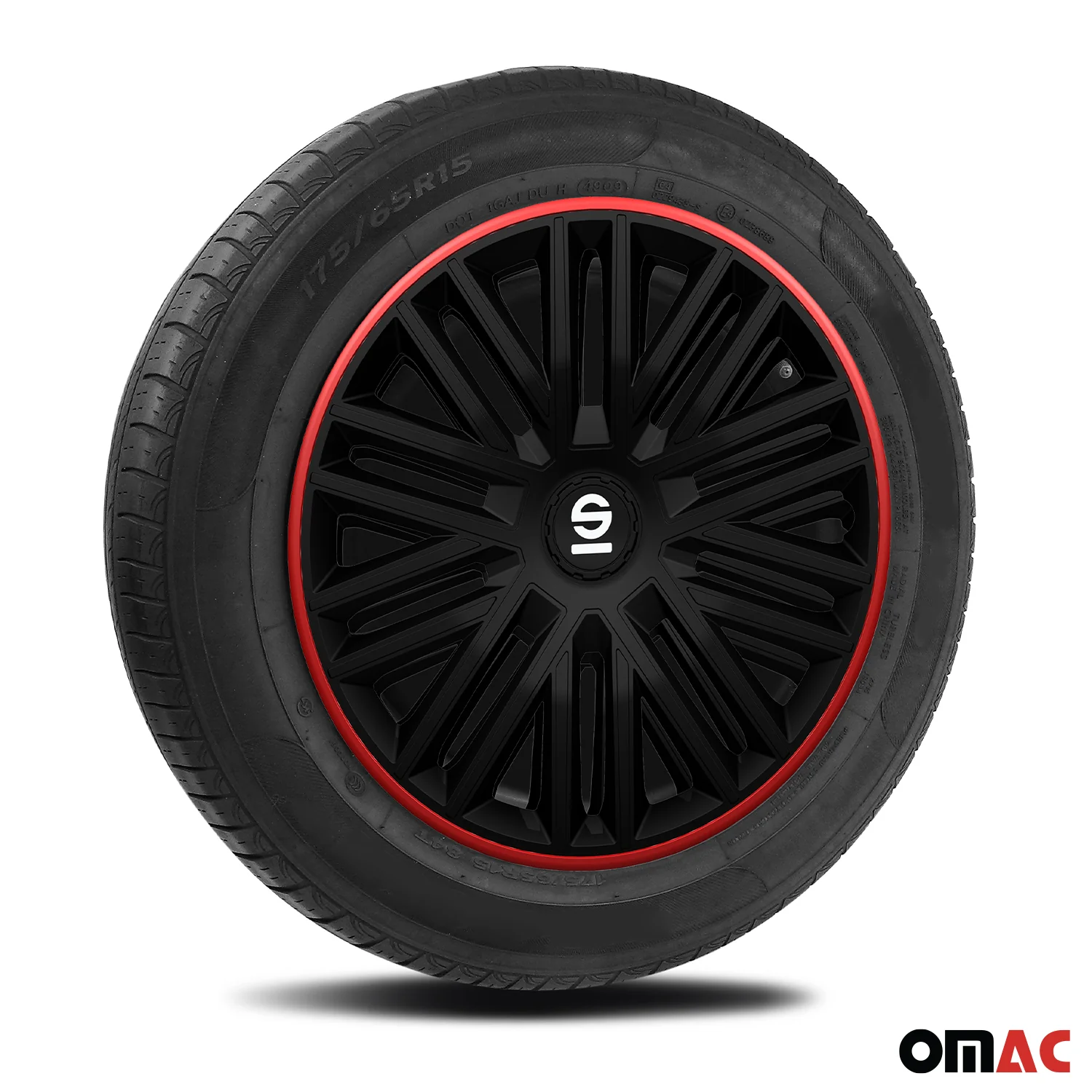Radkappen Radzierblenden Sparco Bergamo 14" Zoll Abdeckung Set Schwarz Rot 4x - Image 5