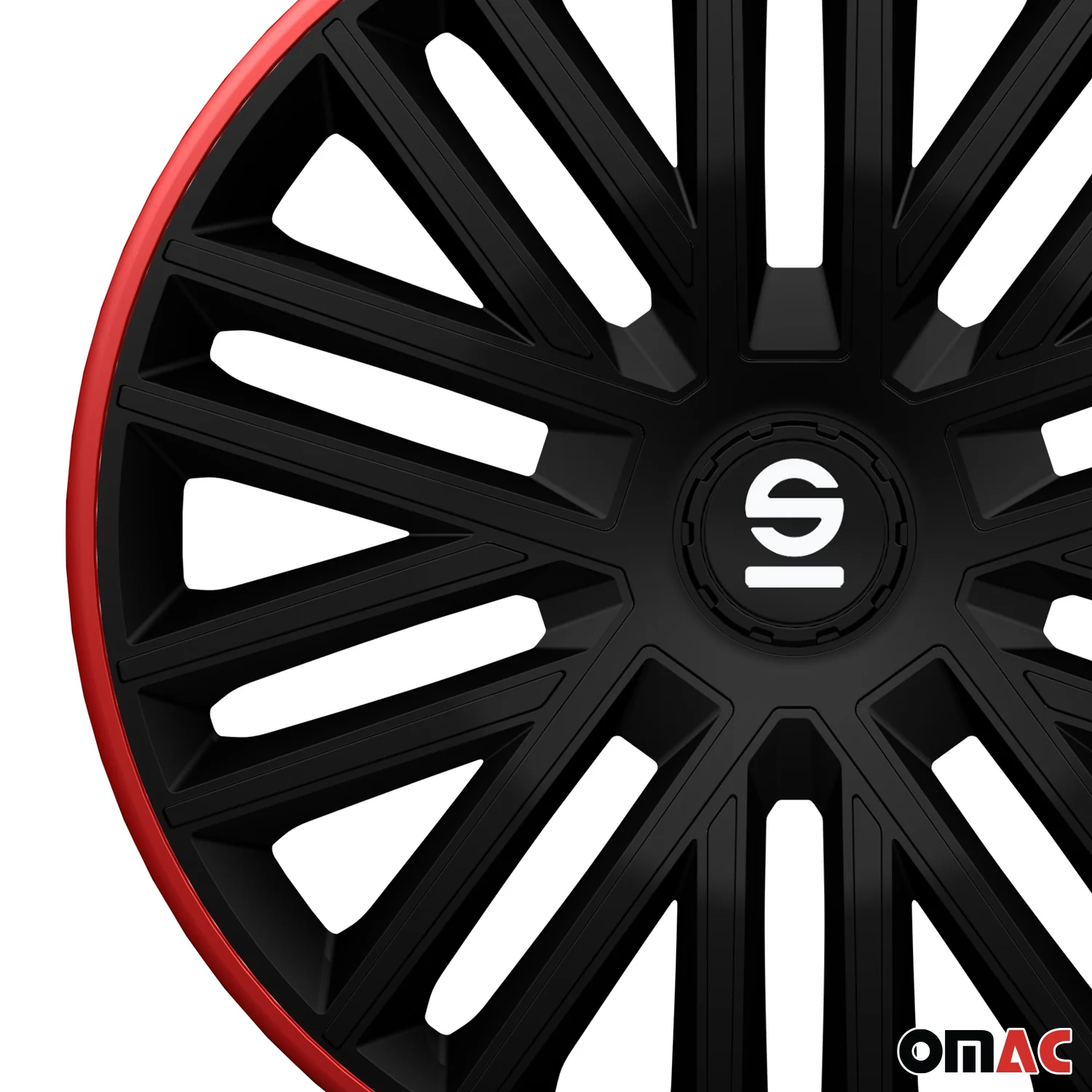 Radkappen Radzierblenden Sparco Bergamo 14" Zoll Abdeckung Set Schwarz Rot 4x - Image 7