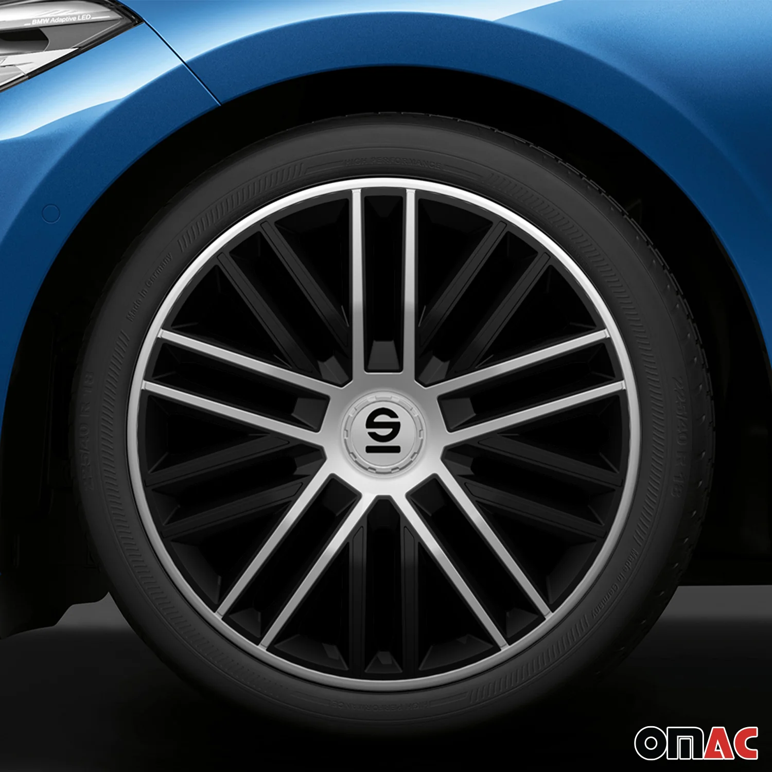 Radkappen Radzierblenden Sparco Bergamo 14" Zoll Abdeckung Set Schwarz Silber 4x - Image 2