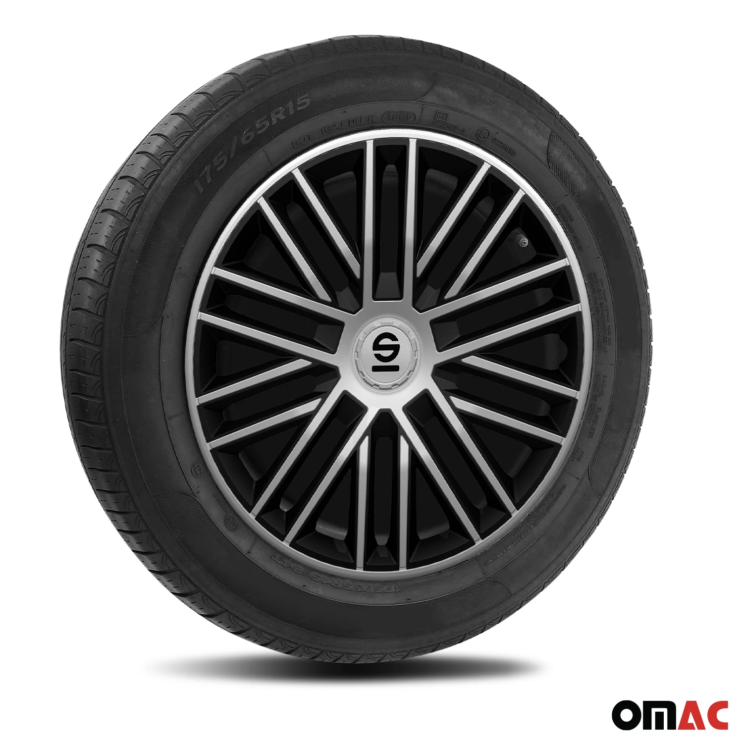 Radkappen Radzierblenden Sparco Bergamo 15" Zoll Abdeckung Set Silber Schwarz 4x - Image 5