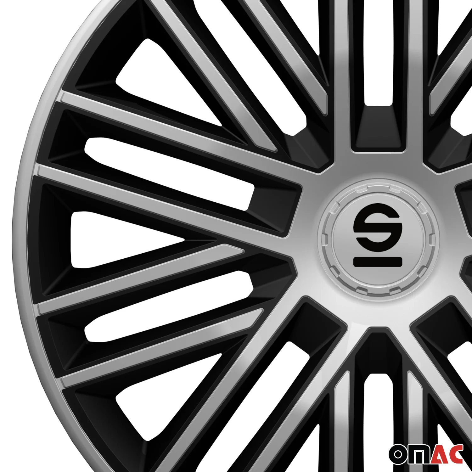 Radkappen Radzierblenden Sparco Bergamo 15" Zoll Abdeckung Set Silber Schwarz 4x - Image 7