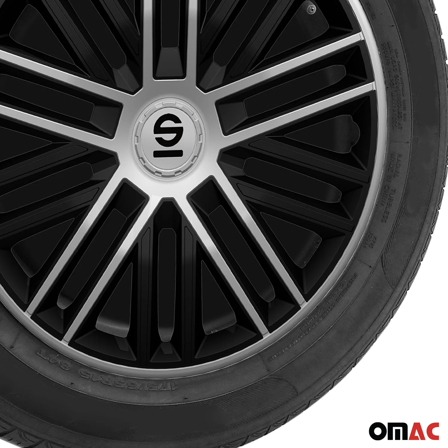 Radkappen Radzierblenden Sparco Bergamo 16" Zoll Abdeckung Set Schwarz Silber 4x - Image 6