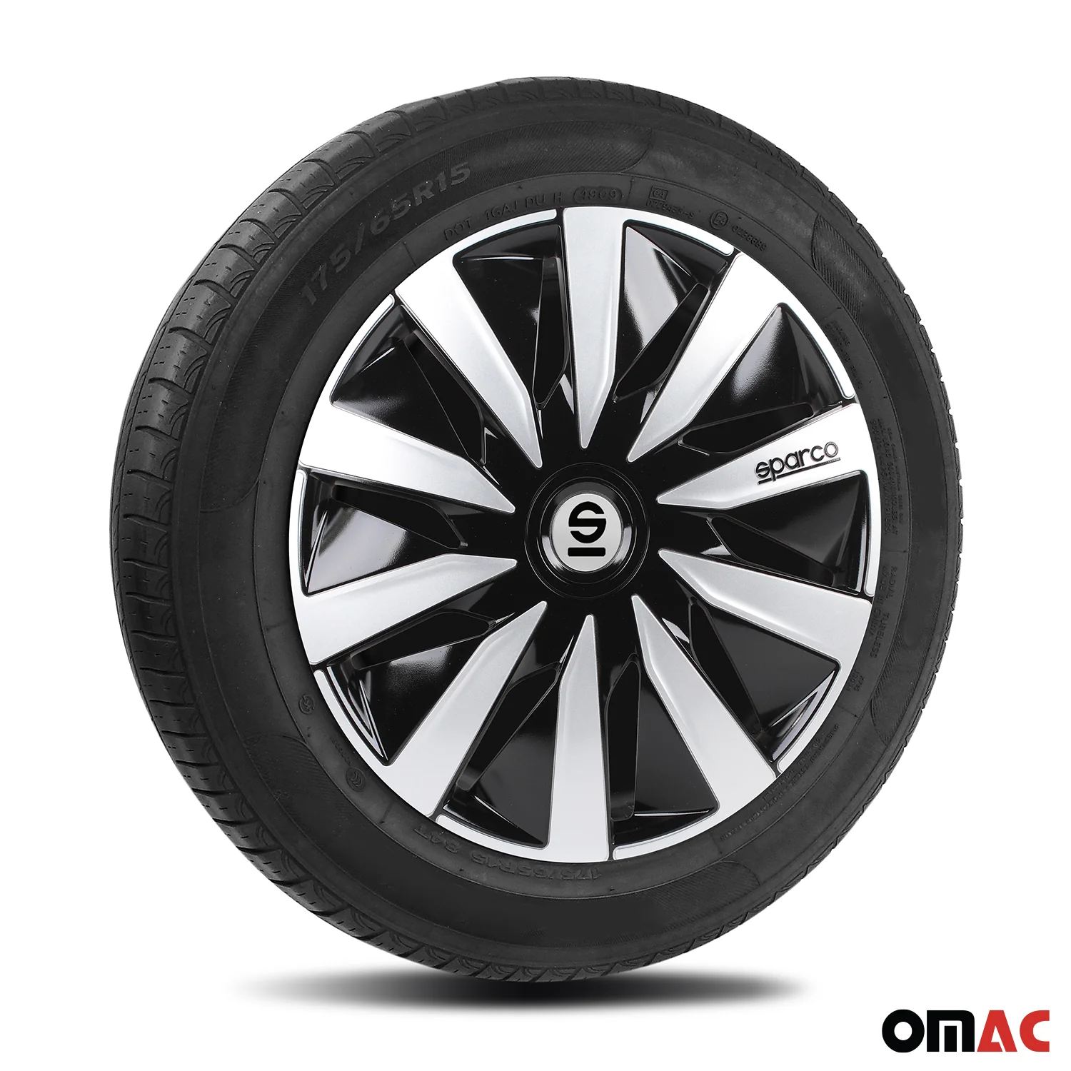 Radkappen Radzierblenden Sparco Lazio 14" Zoll Abdeckung Set Schwarz Silber 4x - Image 5