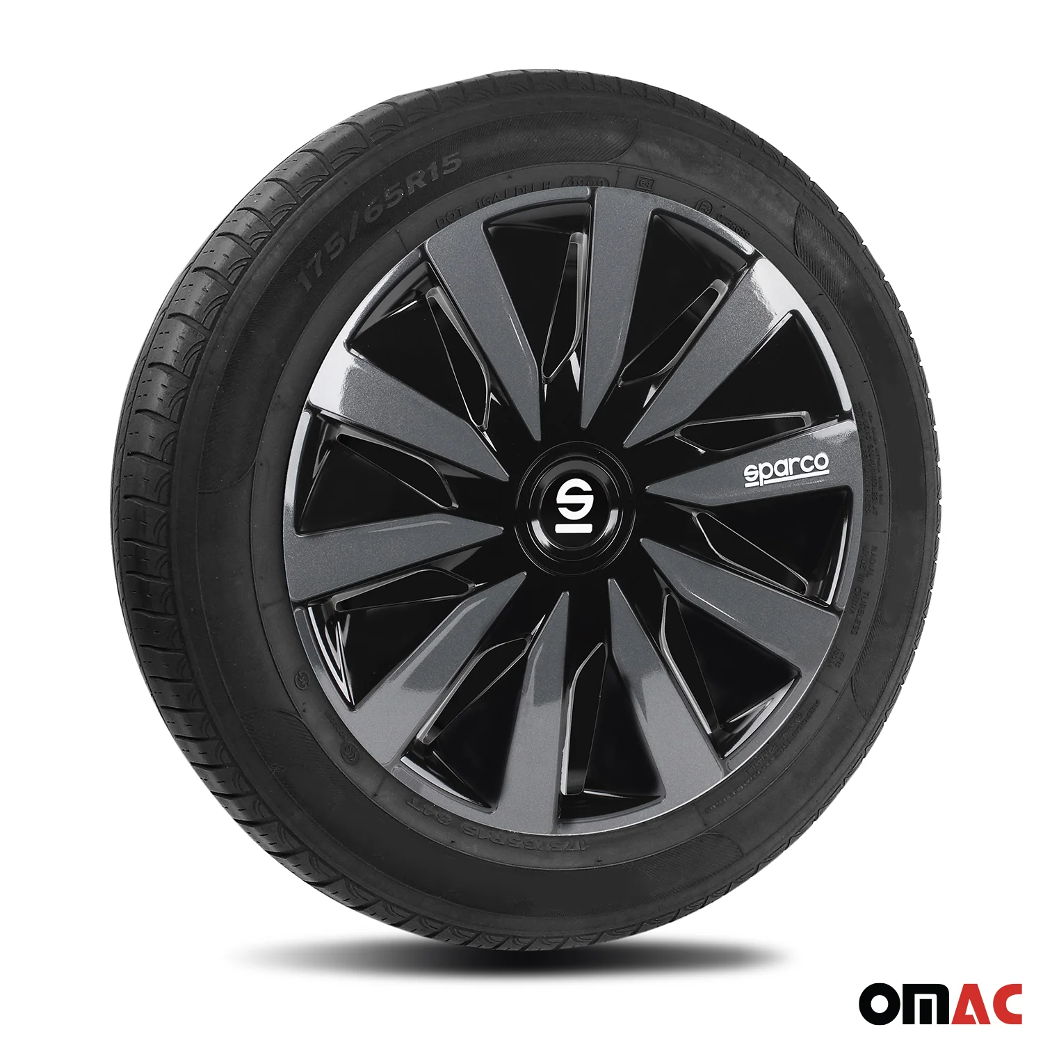 Radkappen Radzierblenden Sparco Lazio 15" Zoll Abdeckung Set Schwarz Grau 4x - Image 5
