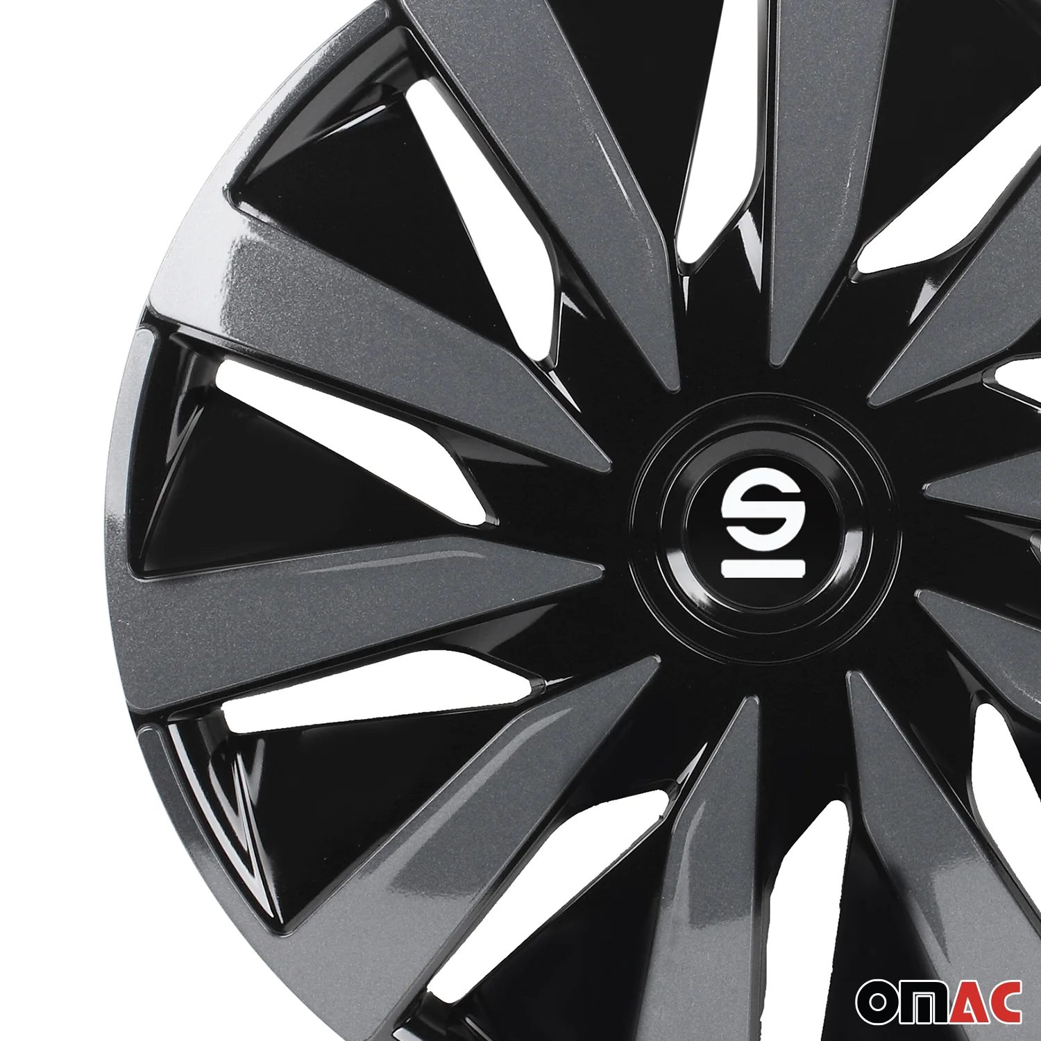 Radkappen Radzierblenden Sparco Lazio 15" Zoll Abdeckung Set Schwarz Grau 4x - Image 7