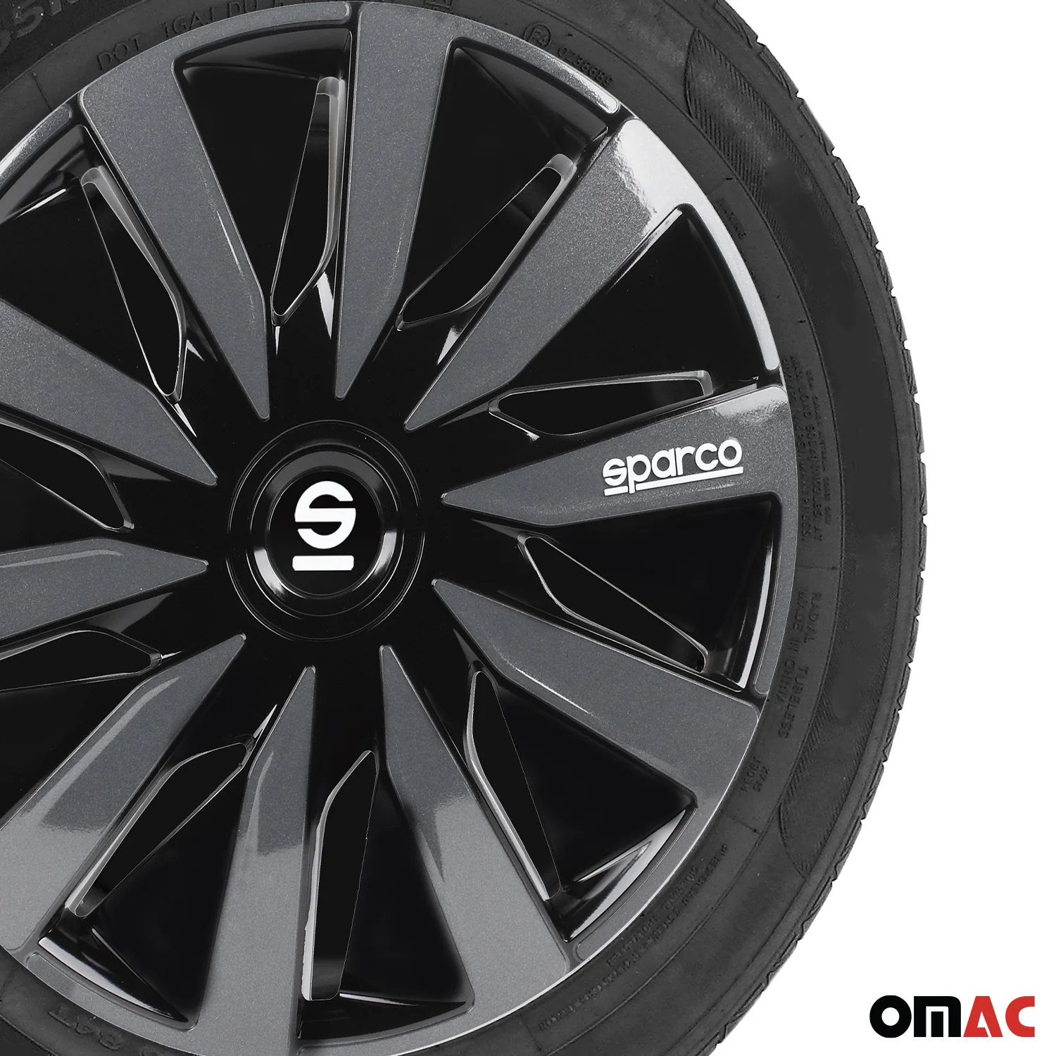 Radkappen Radzierblenden Sparco Lazio 16" Zoll Abdeckung Set Schwarz Grau 4x - Image 6