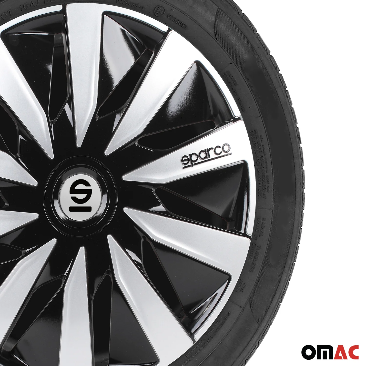 Radkappen Radzierblenden Sparco Lazio 16" Zoll Abdeckung Set Schwarz Silber 4x - Image 6