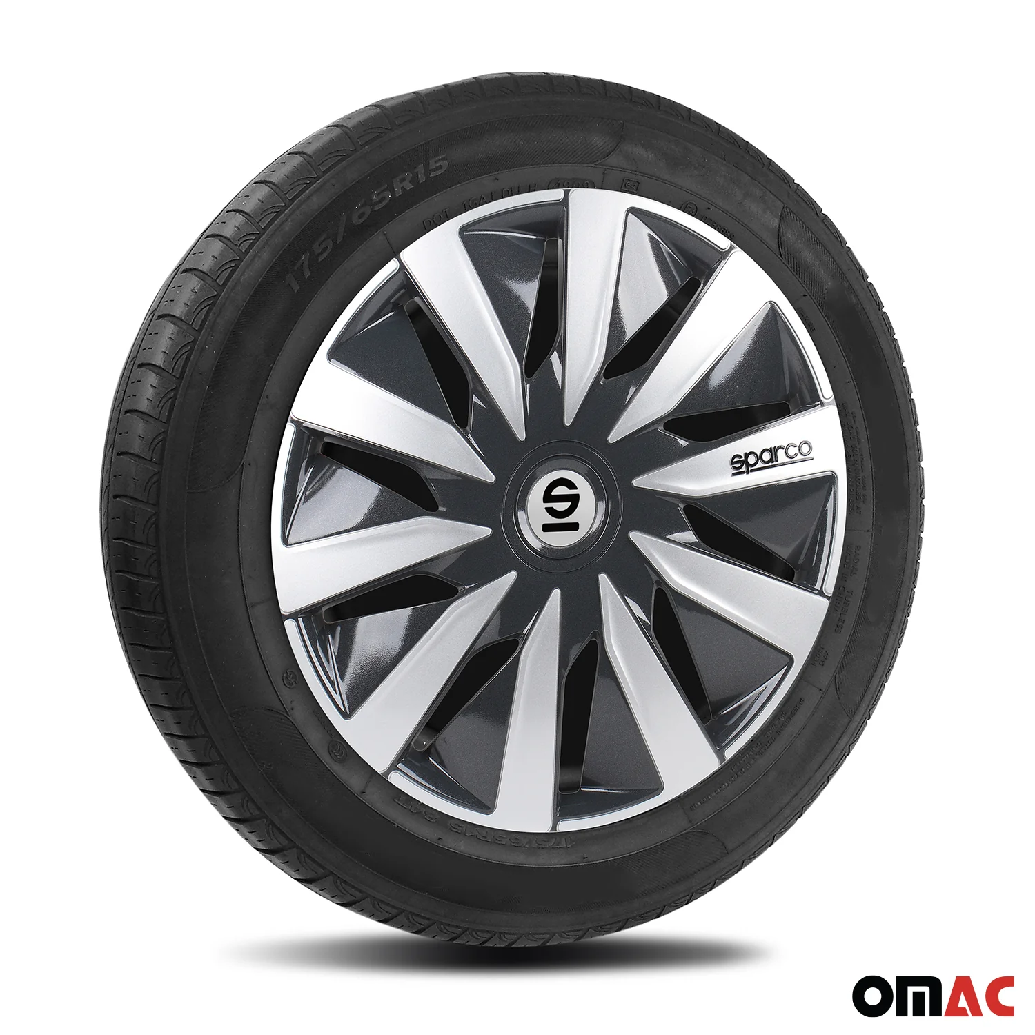 Radkappen Radzierblenden Sparco Lazio 16" Zoll Auto Abdeckung Set Grau Silber 4x - Image 5