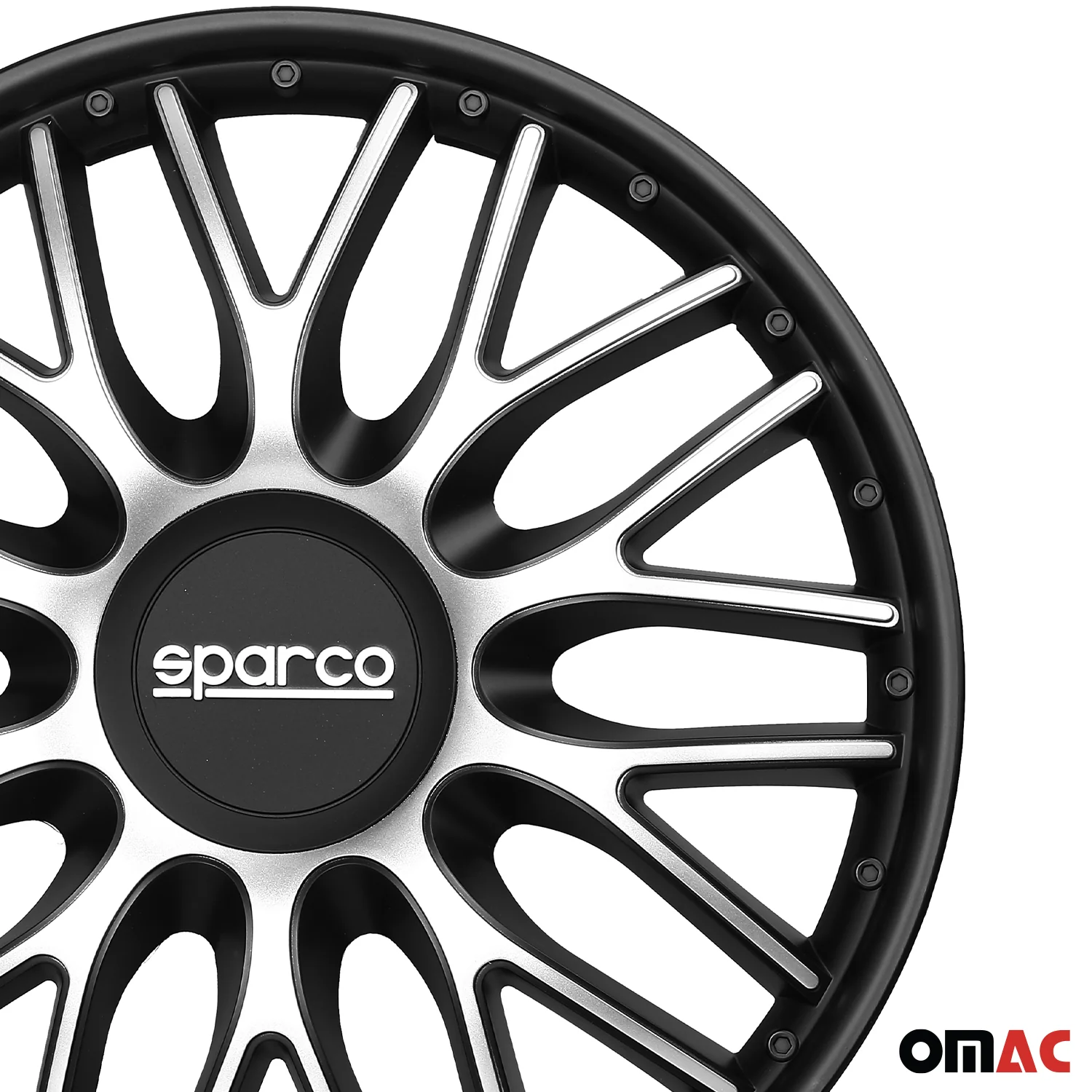 Radkappen Radzierblenden Sparco Roma 14" Zoll Abdeckung Set Silber Schwarz 4x - Image 8
