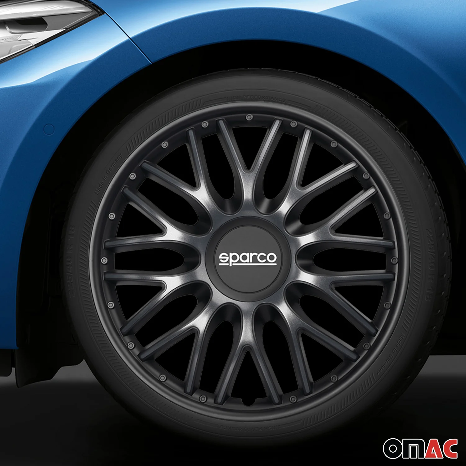 Radkappen Radzierblenden Sparco Roma 14" Zoll Auto Abdeckung Set Grau Schwarz 4x - Image 2