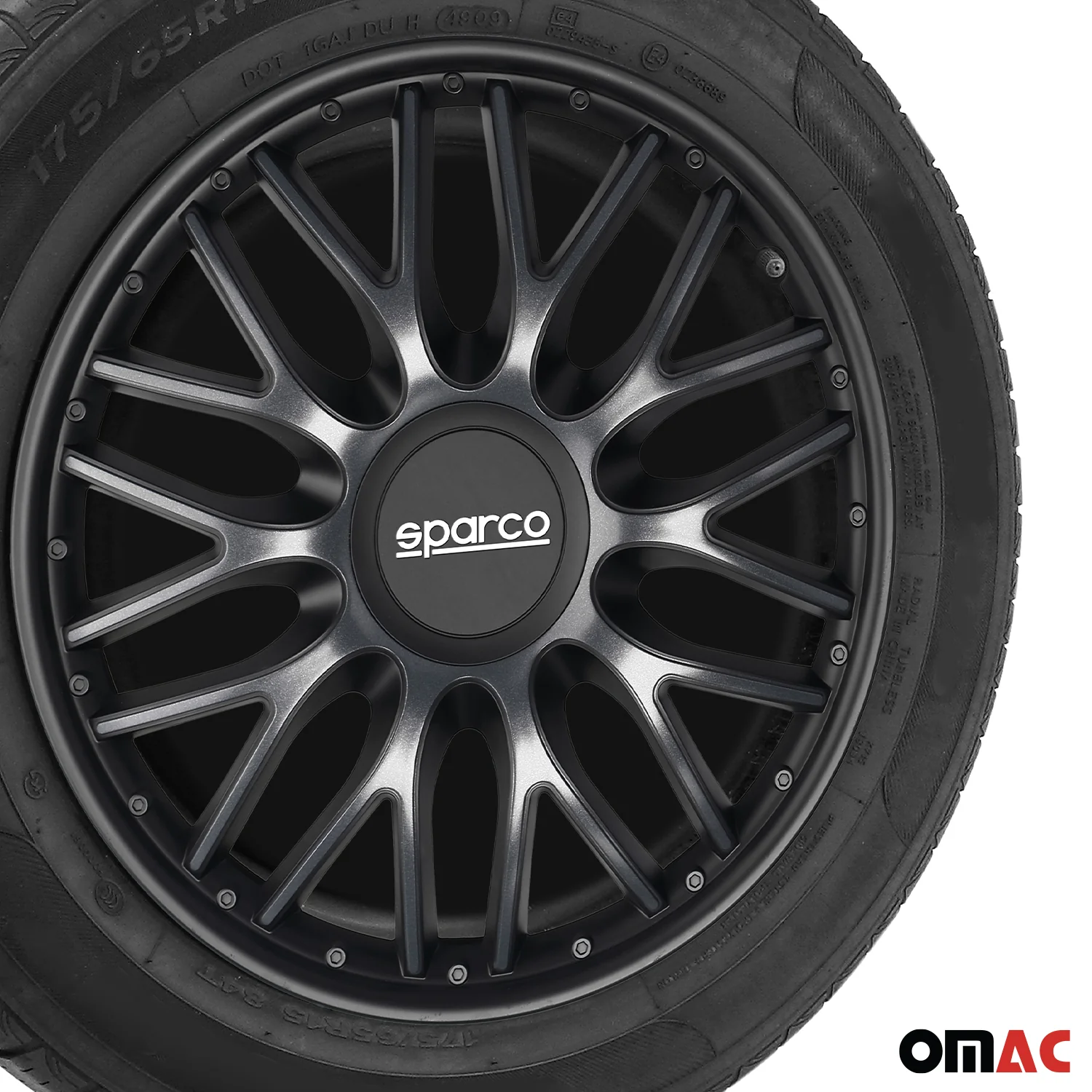 Radkappen Radzierblenden Sparco Roma 14" Zoll Auto Abdeckung Set Grau Schwarz 4x - Image 6