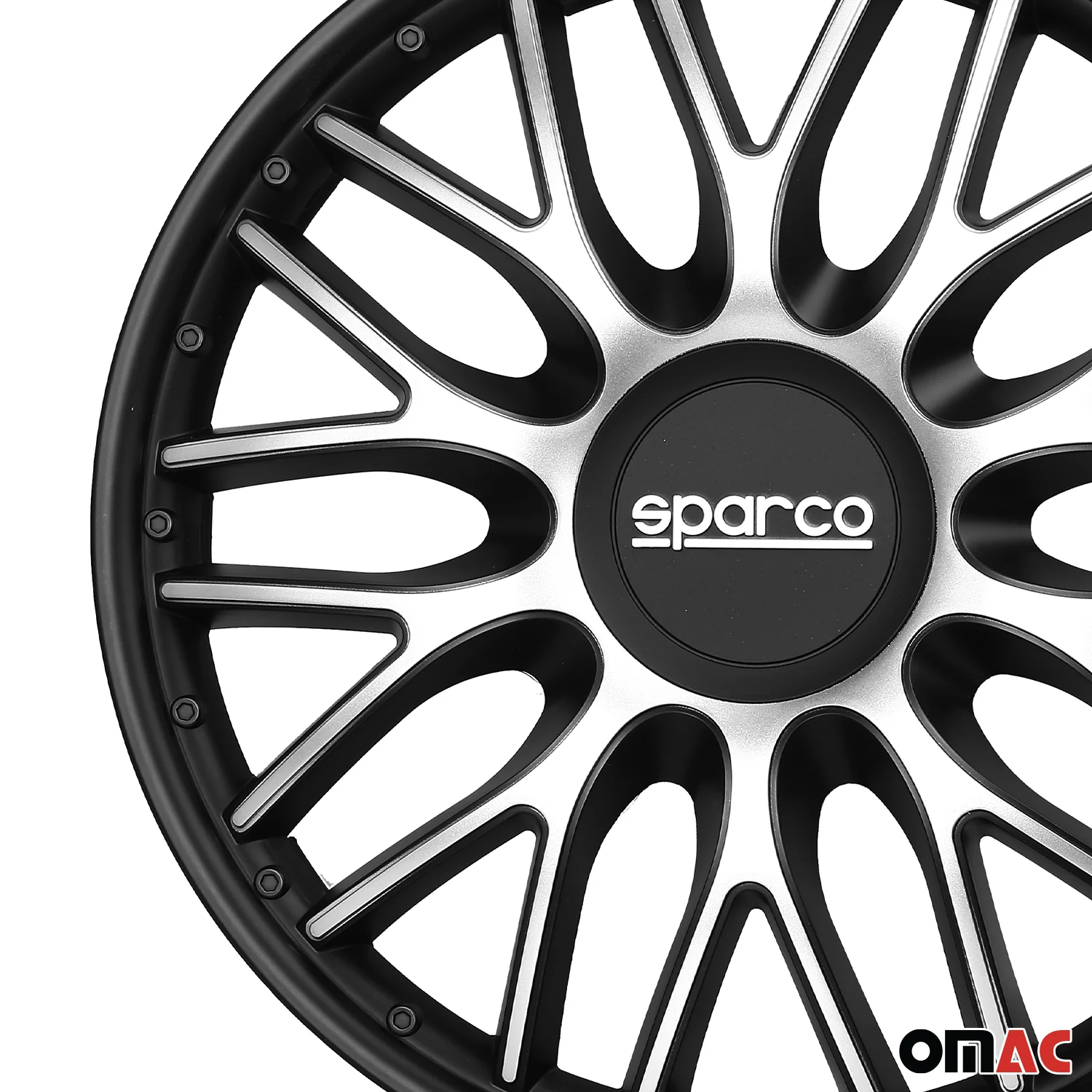 Radkappen Radzierblenden Sparco Roma 15" Zoll Abdeckung Set Silber Schwarz 4x - Image 7