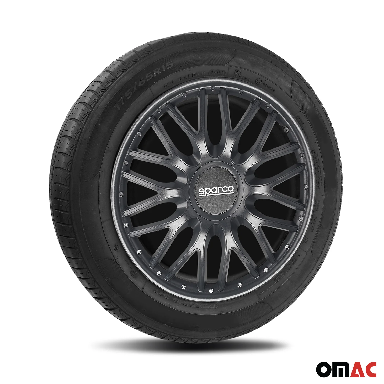 Radkappen Radzierblenden Sparco Roma 15" Zoll Auto Abdeckung Set Grau 4 Stück - Image 5