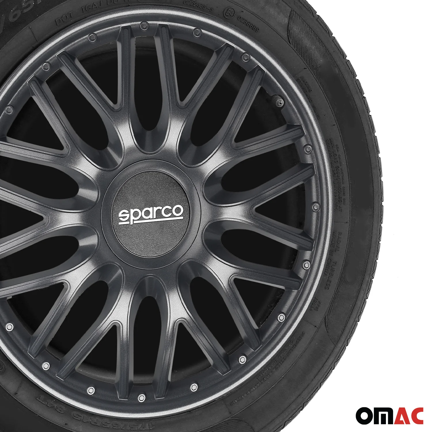 Radkappen Radzierblenden Sparco Roma 15" Zoll Auto Abdeckung Set Grau 4 Stück - Image 6