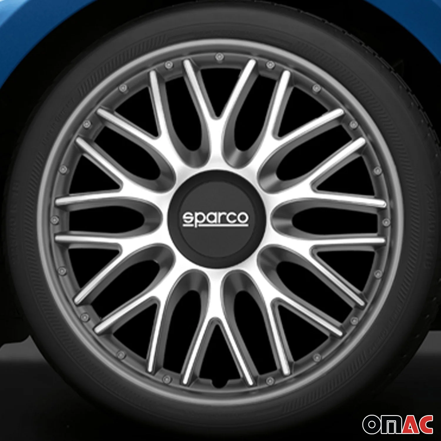 Radkappen Radzierblenden Sparco Roma 15" Zoll Auto Abdeckung Set Silber Grau 4x - Image 2
