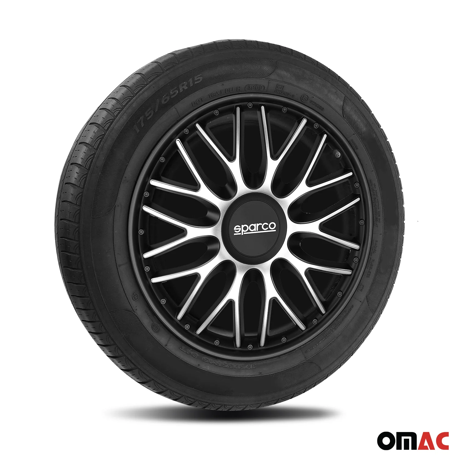 Radkappen Radzierblenden Sparco Roma 16" Zoll Abdeckung Set Silber Schwarz 4x - Image 5