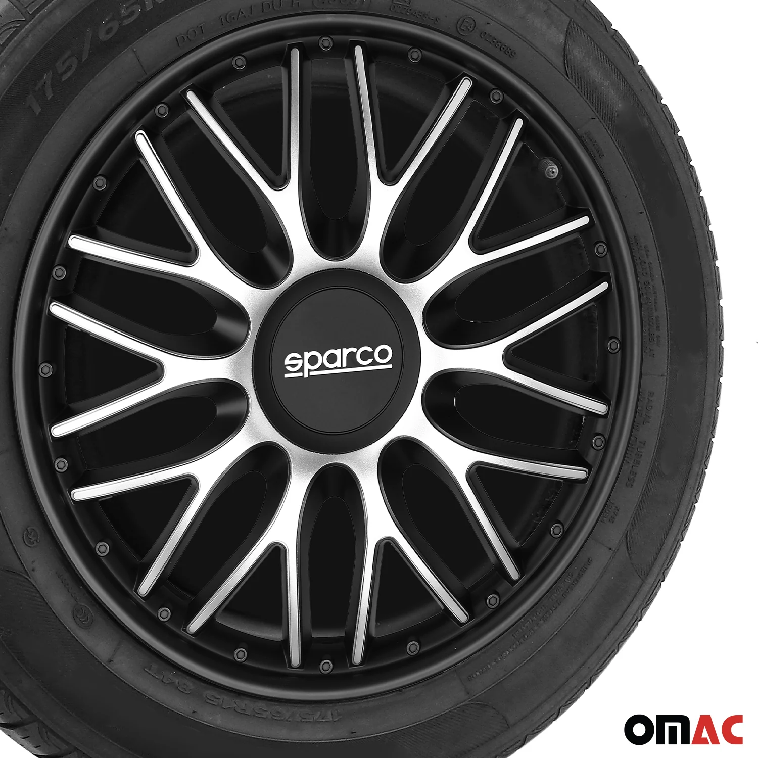 Radkappen Radzierblenden Sparco Roma 16" Zoll Abdeckung Set Silber Schwarz 4x - Image 6