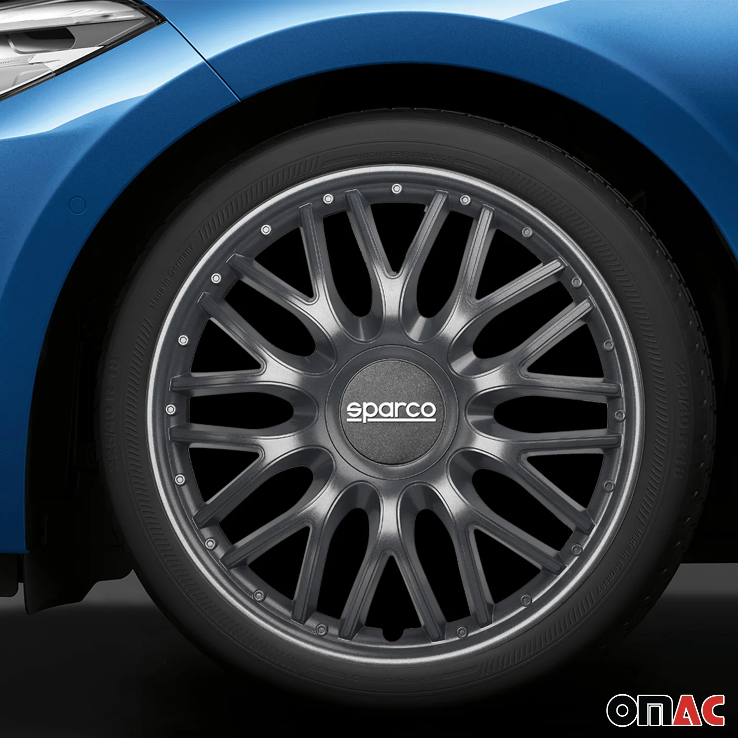 Radkappen Radzierblenden Sparco Roma 16" Zoll Auto Abdeckung Set Grau 4 Stück - Image 2