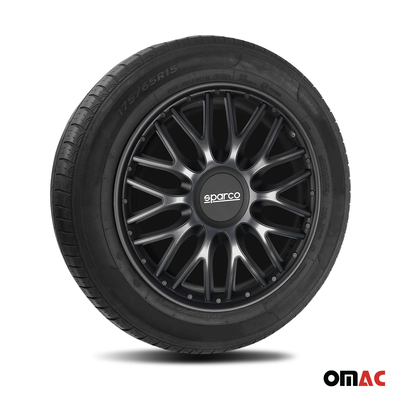 Radkappen Radzierblenden Sparco Roma 16" Zoll Auto Abdeckung Set Grau Schwarz 4x - Image 5