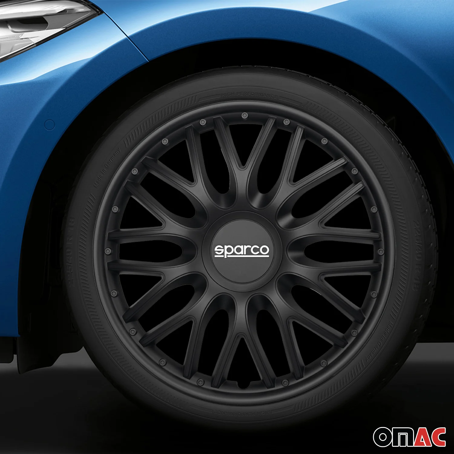 Radkappen Radzierblenden Sparco Roma 16" Zoll Auto Abdeckung Set Schwarz 4x - Image 2