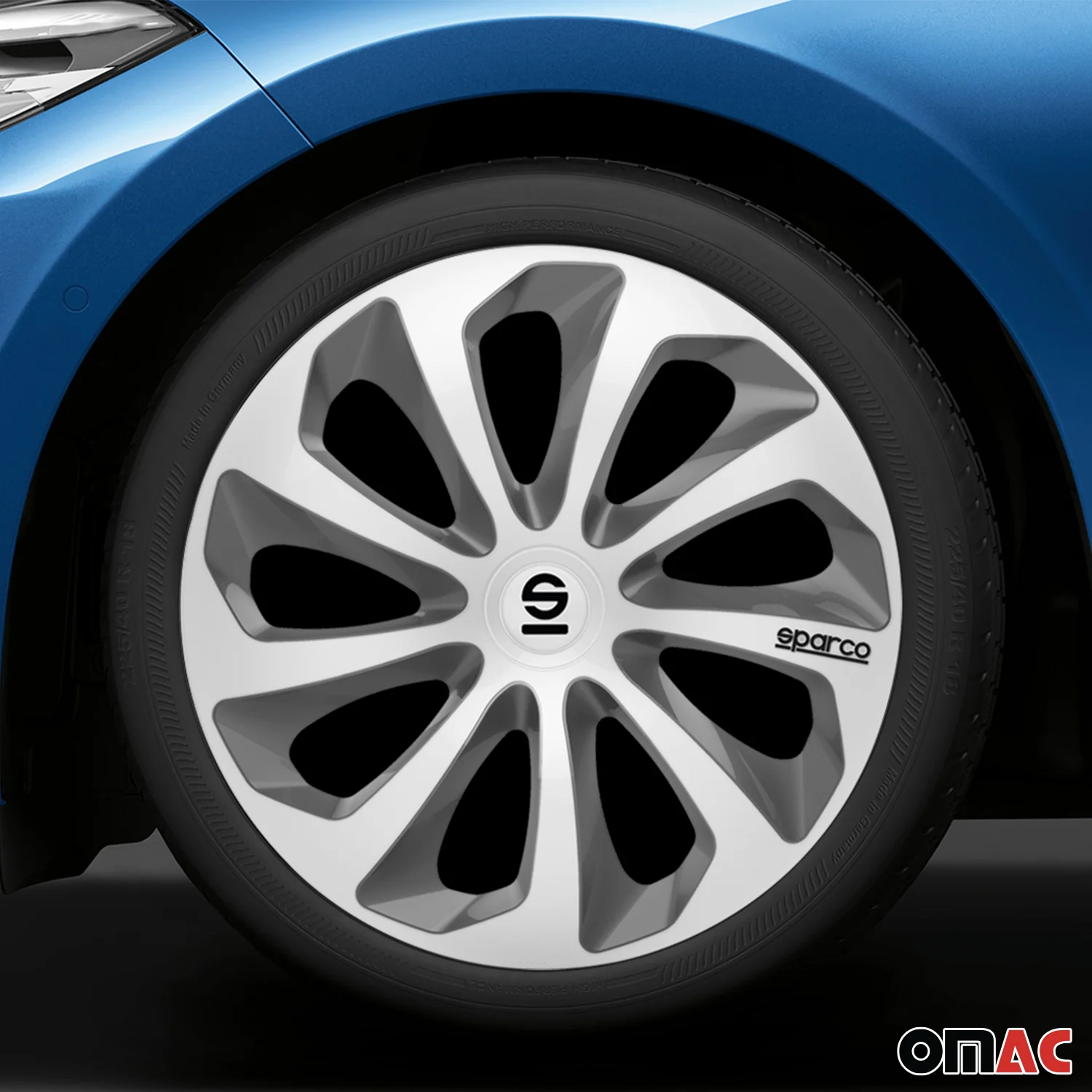 Radkappen Radzierblenden Sparco Sicilia 14" Zoll Abdeckung Set Silber Grau 4x - Image 2