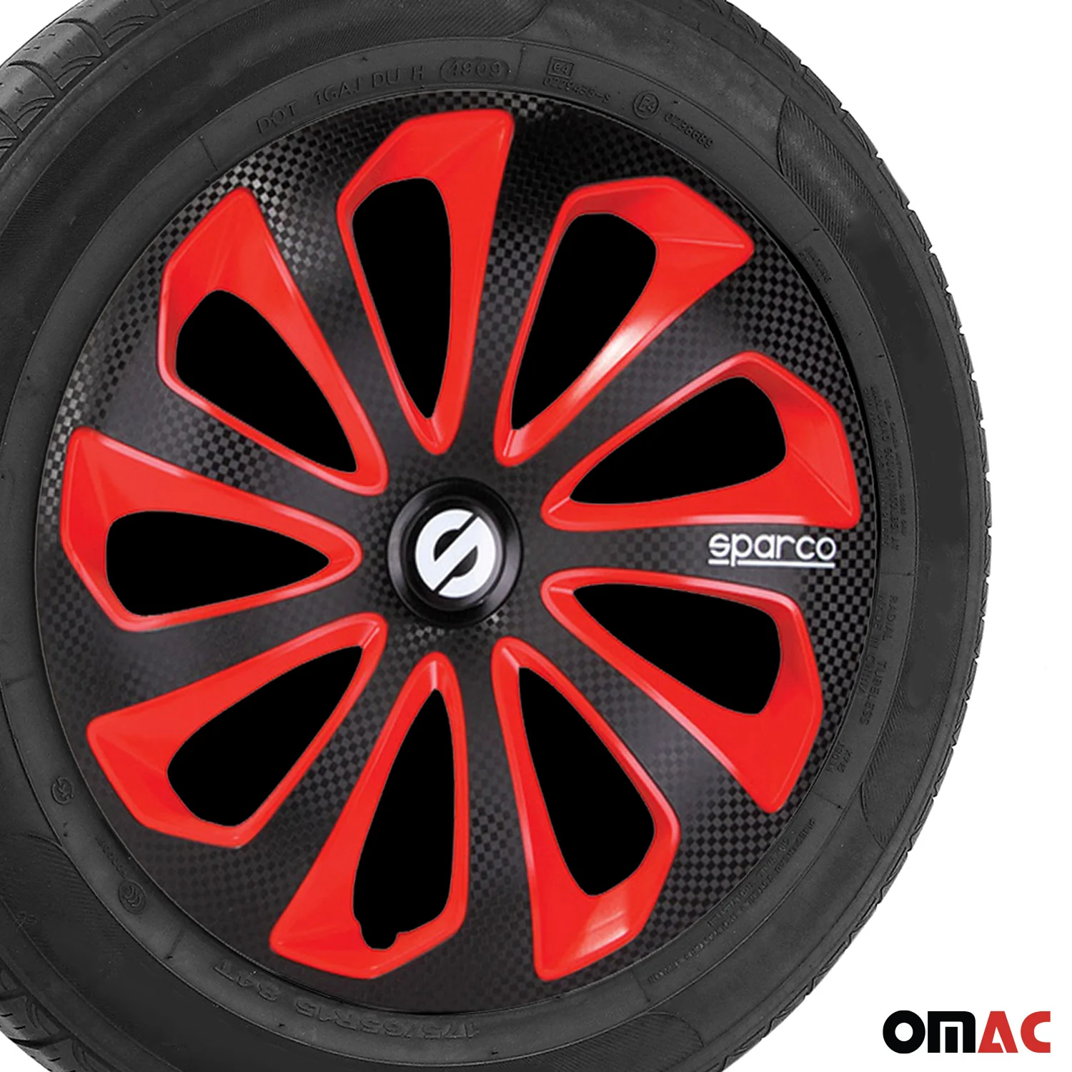Radkappen Radzierblenden Sparco Sicilia 15" Zoll Abdeckung Schwarz Rot Carbon 4x - Image 6