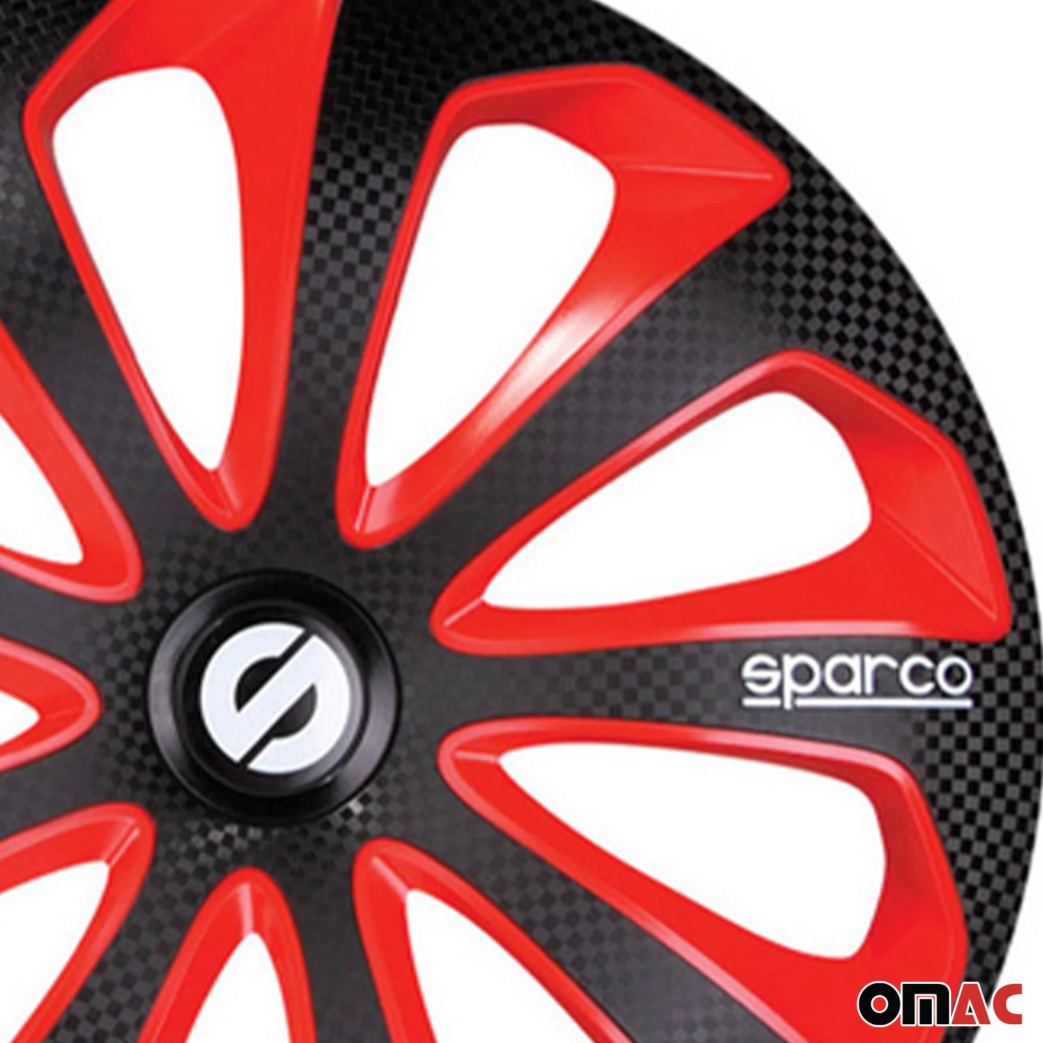 Radkappen Radzierblenden Sparco Sicilia 15" Zoll Abdeckung Schwarz Rot Carbon 4x - Image 8