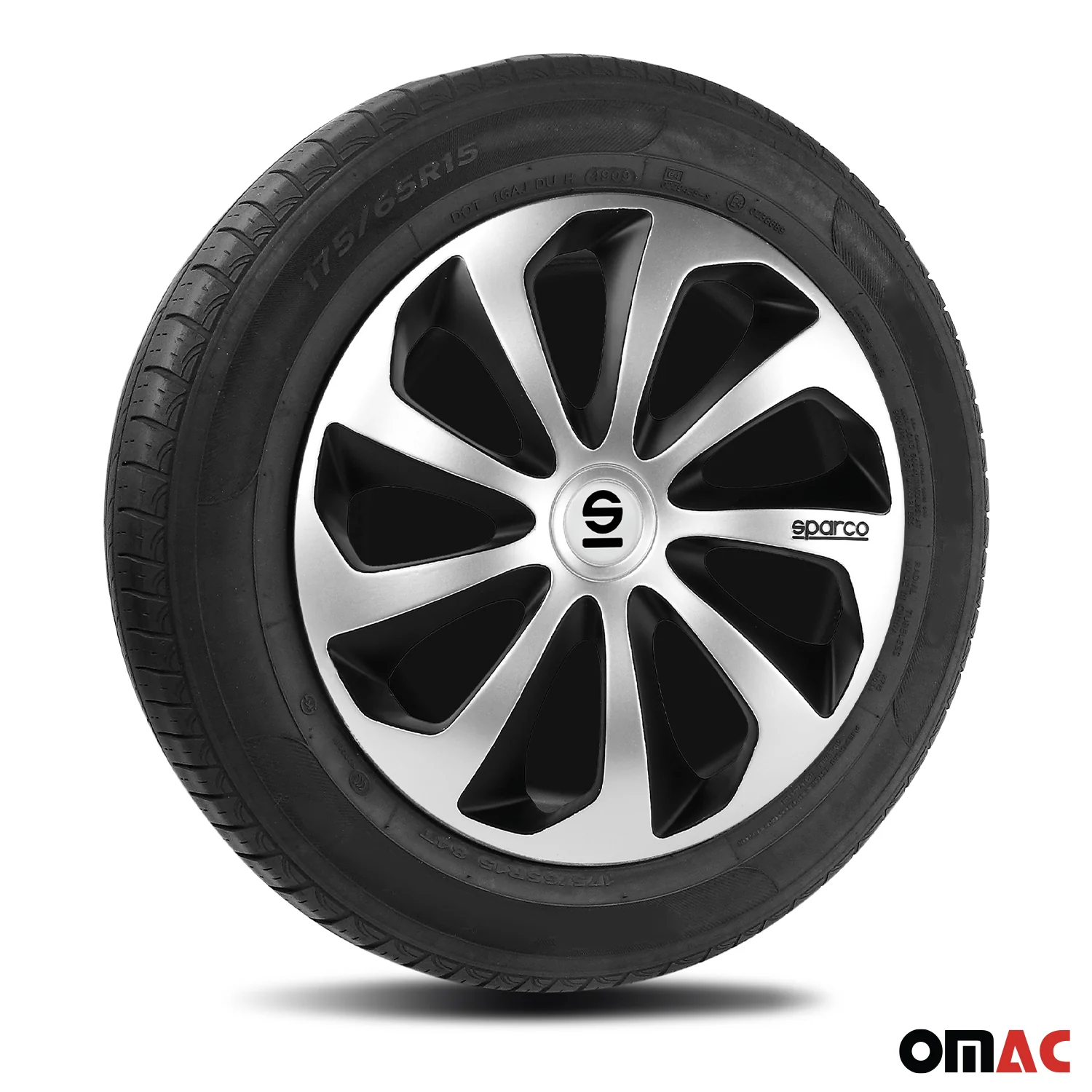 Radkappen Radzierblenden Sparco Sicilia 15" Zoll Abdeckung Set Silber Schwarz 4x - Image 5