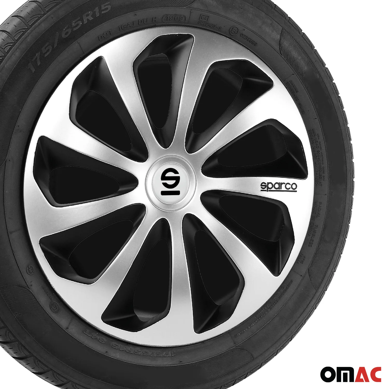 Radkappen Radzierblenden Sparco Sicilia 15" Zoll Abdeckung Set Silber Schwarz 4x - Image 6