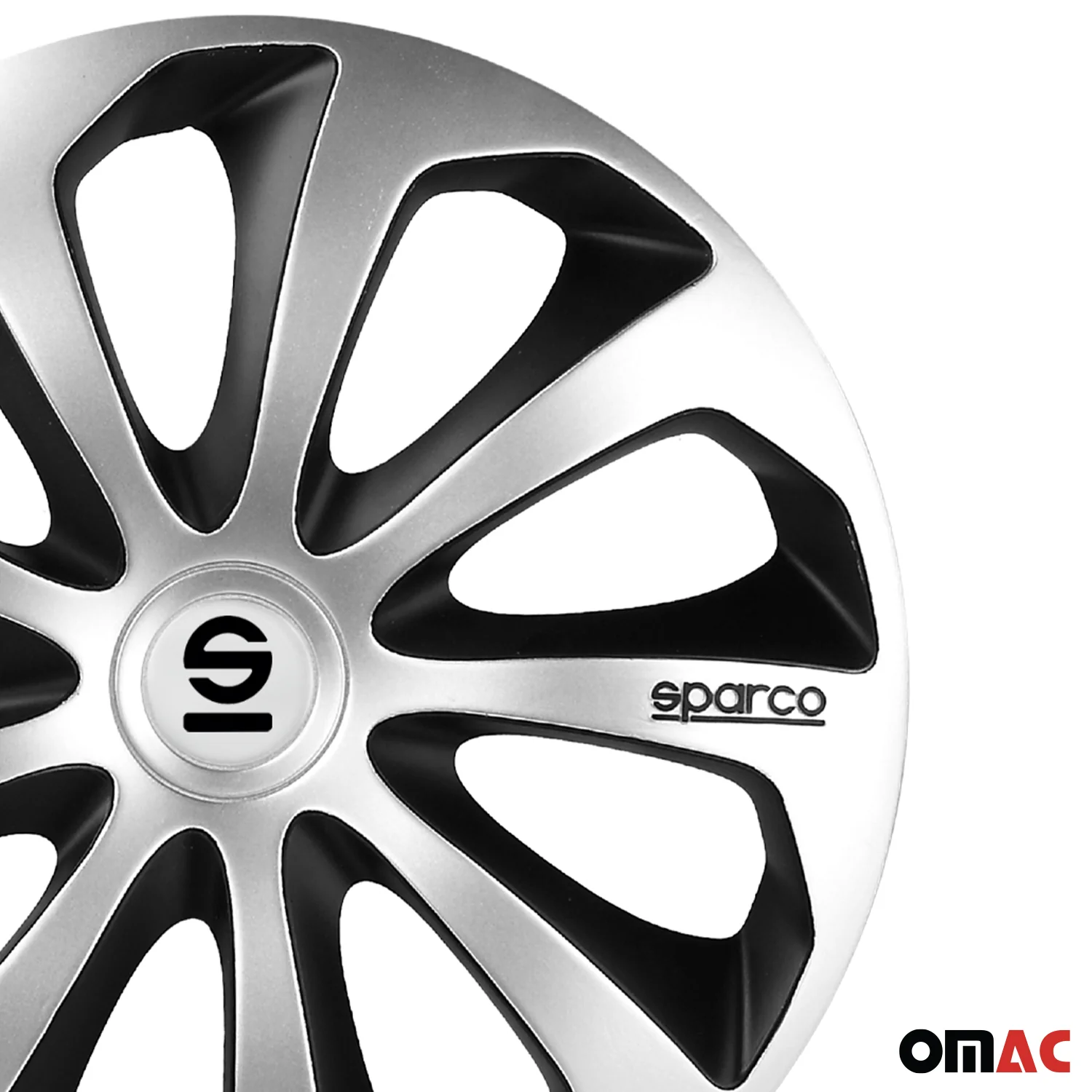 Radkappen Radzierblenden Sparco Sicilia 15" Zoll Abdeckung Set Silber Schwarz 4x - Image 8