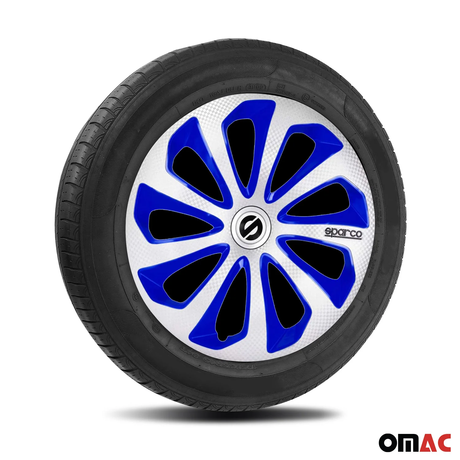Radkappen Radzierblenden Sparco Sicilia 15" Zoll Abdeckung Silber Blau Carbon 4x - Image 5