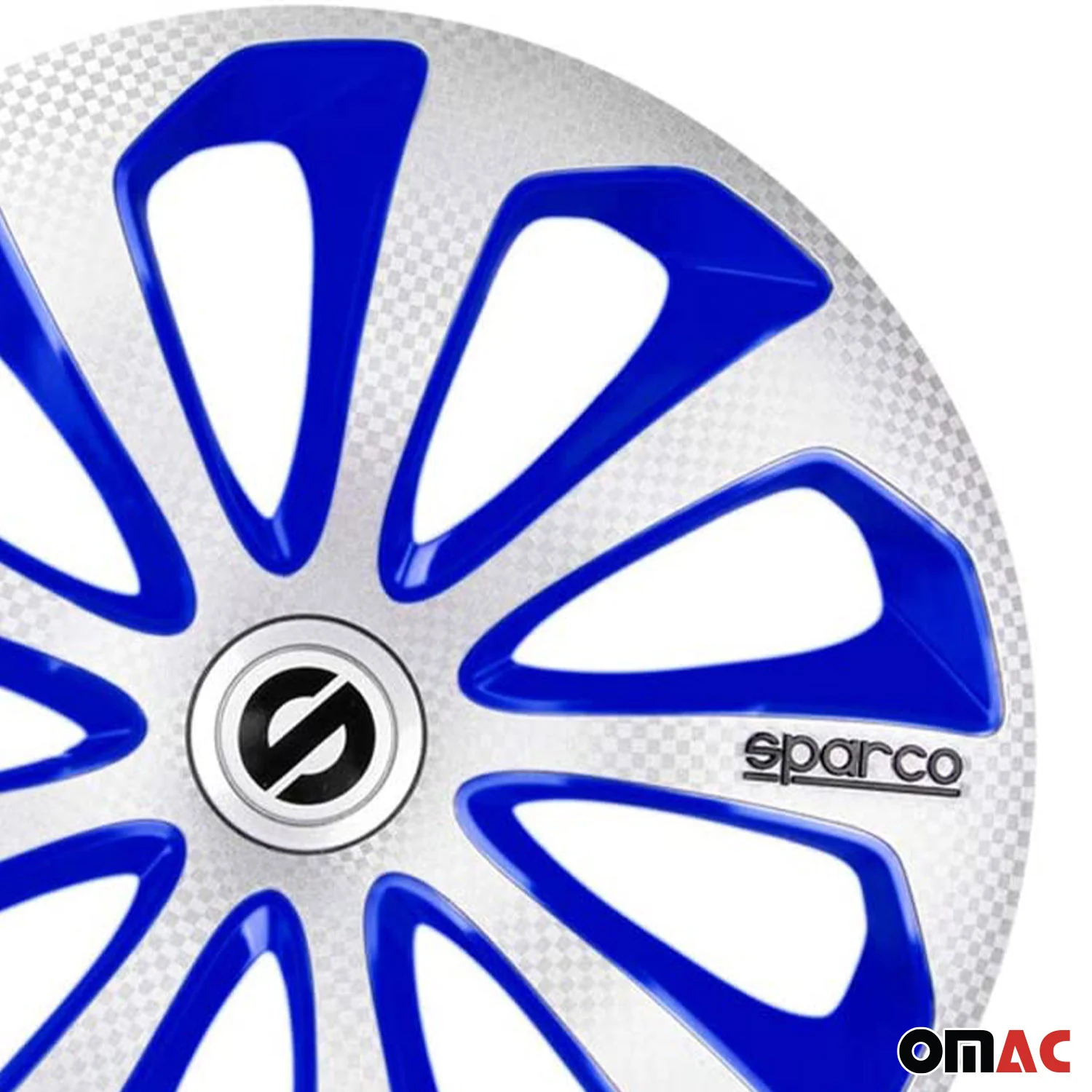 Radkappen Radzierblenden Sparco Sicilia 15" Zoll Abdeckung Silber Blau Carbon 4x - Image 8