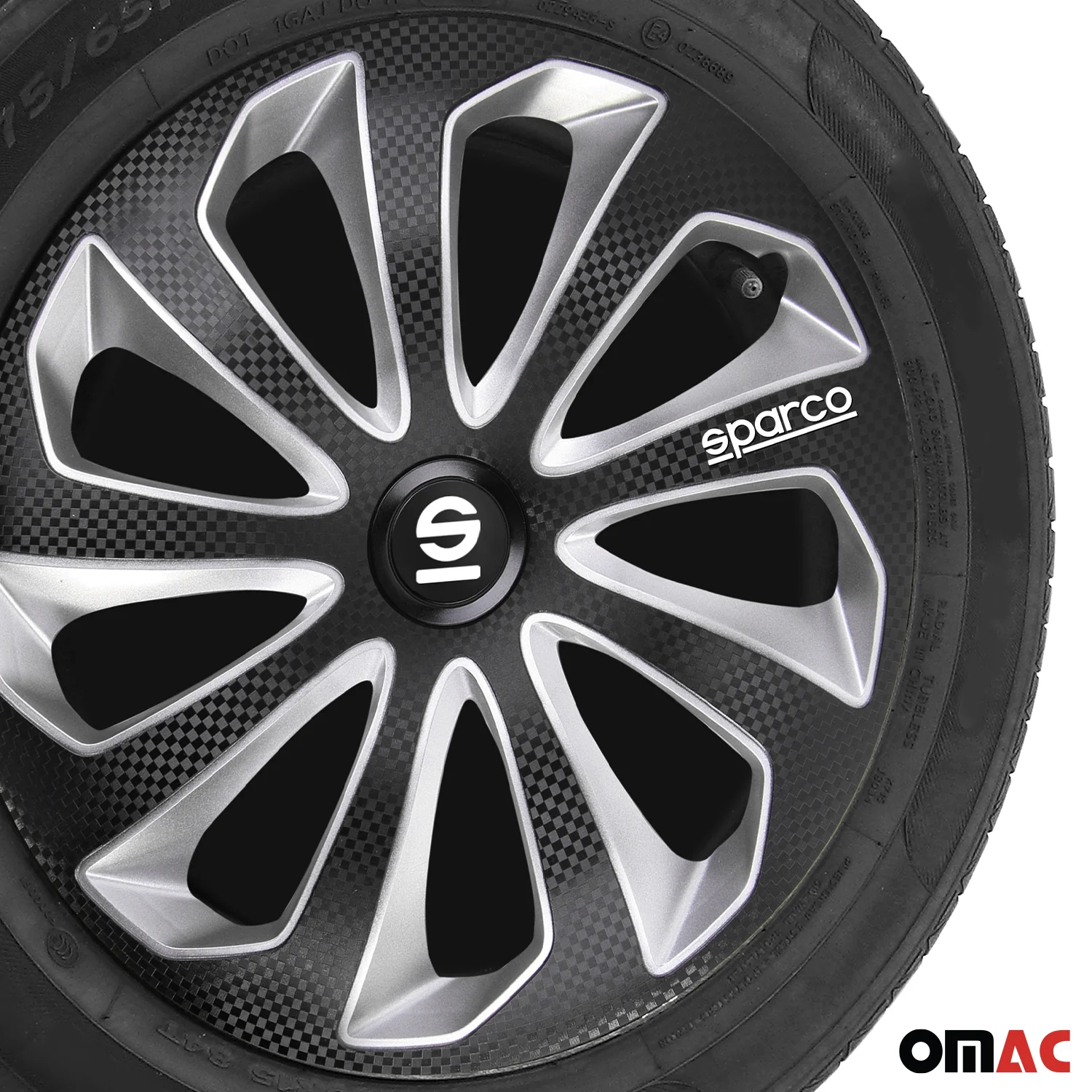 Radkappen Radzierblenden Sparco Sicilia 15" Zoll Auto Schwarz Carbon Silber 4x - Image 6