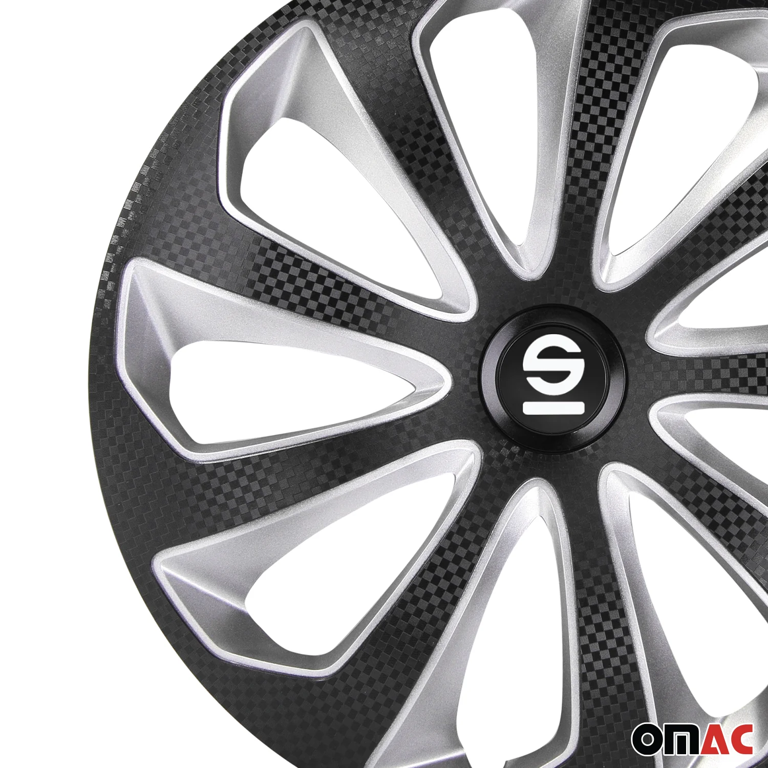 Radkappen Radzierblenden Sparco Sicilia 15" Zoll Auto Schwarz Carbon Silber 4x - Image 7